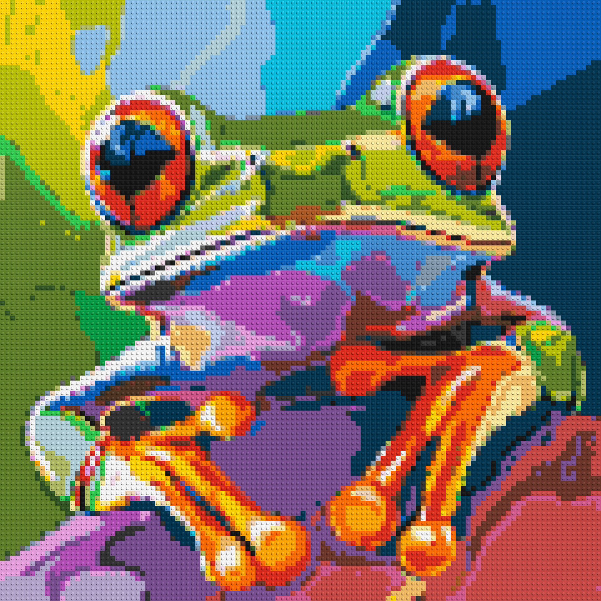 Frog Colourful Pop Art - Brick Art Mosaic Kit 5x5 large