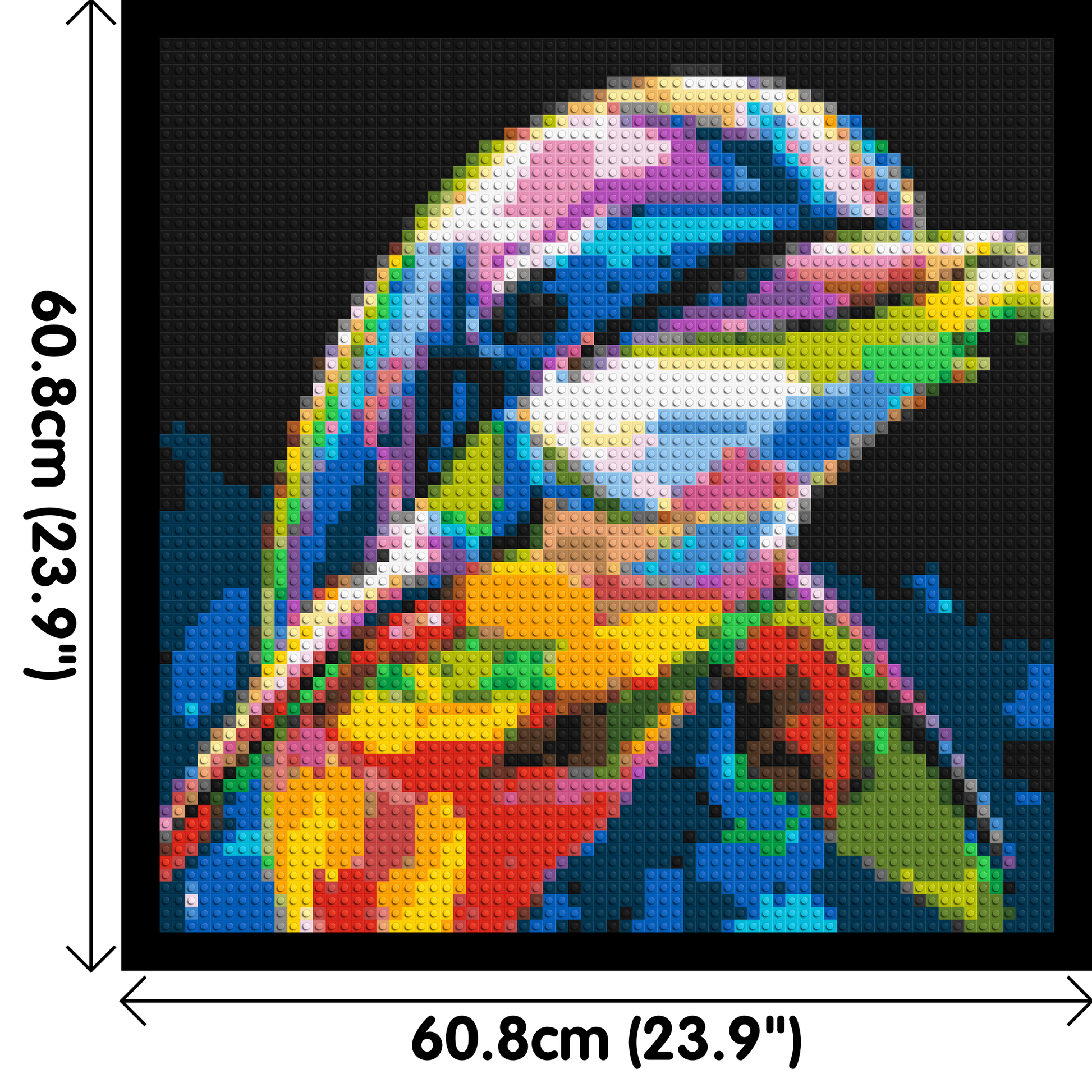 Dolphin Colourful Pop Art - Brick Art Mosaic Kit 3x3 dimensions with frame