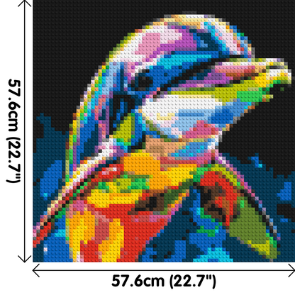 Dolphin Colourful Pop Art - Brick Art Mosaic Kit 3x3 large