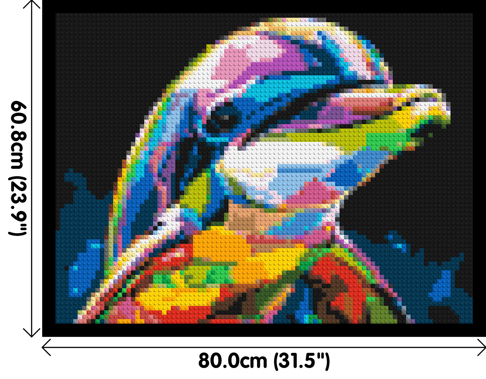 Dolphin Colourful Pop Art - Brick Art Mosaic Kit 4x3 dimensions with frame