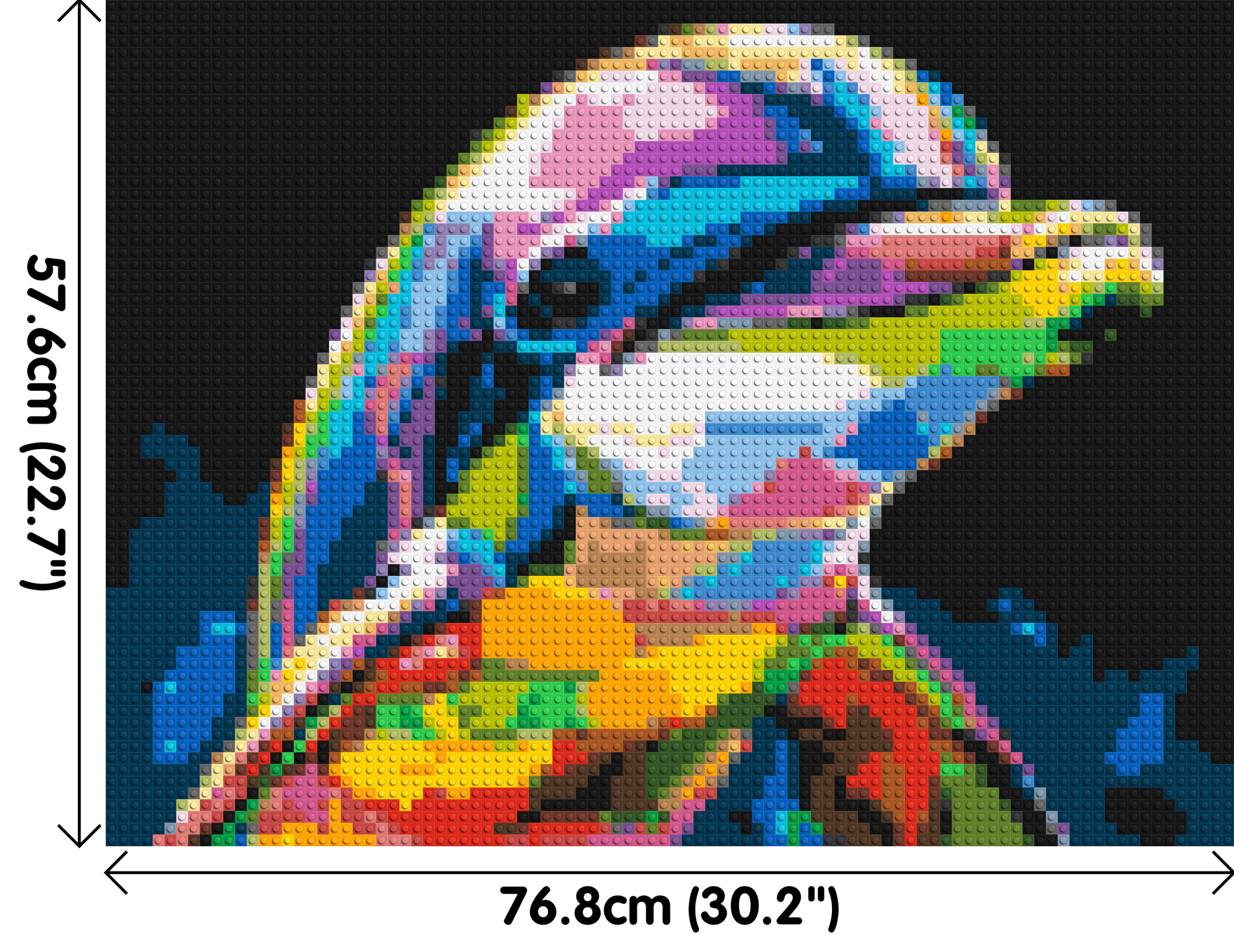 Dolphin Colourful Pop Art - Brick Art Mosaic Kit 4x3 dimensions