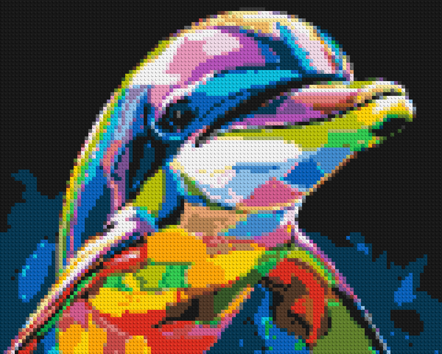 Dolphin Colourful Pop Art - Brick Art Mosaic Kit 5x4 large