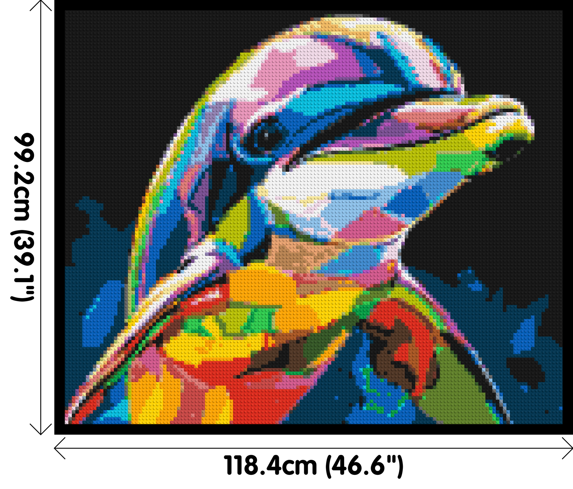 Dolphin Colourful Pop Art - Brick Art Mosaic Kit 6x5 dimensions with frame