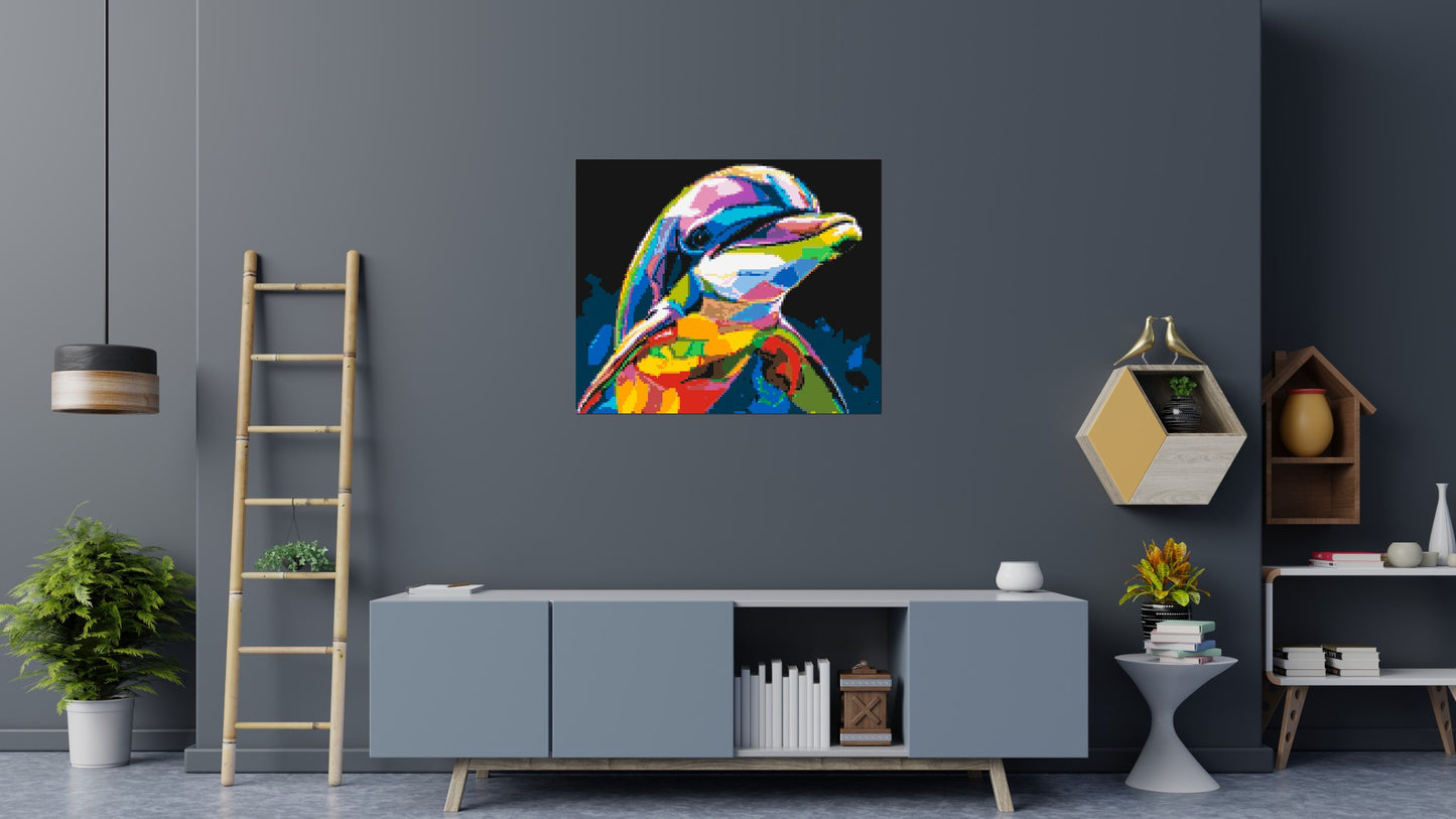 Dolphin Colourful Pop Art - Brick Art Mosaic Kit 6x5 large