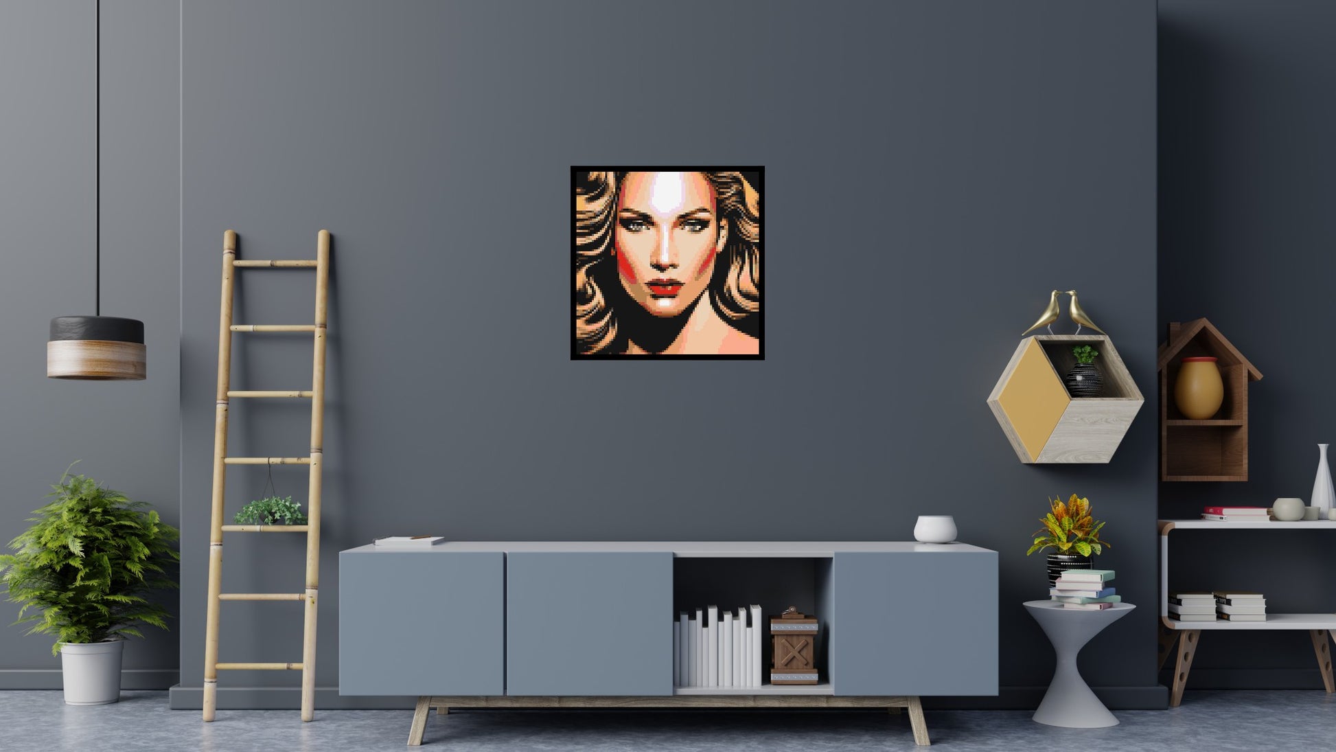 Jennifer Lopez - Brick Art Mosaic Kit 4x4 scene with frame