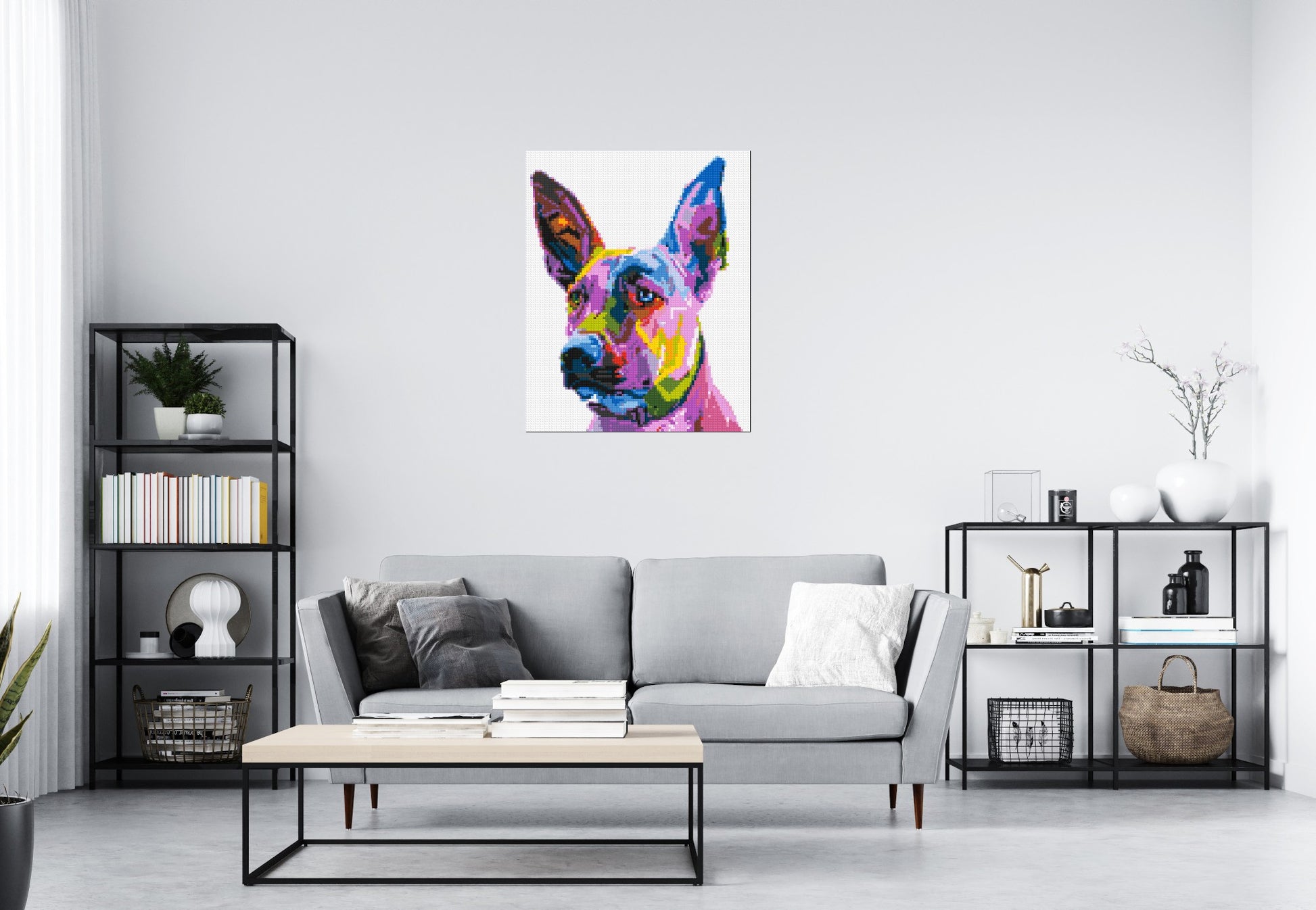 Belgian Malinois Colourful Pop Art - Brick Art Mosaic Kit 4x5 scene