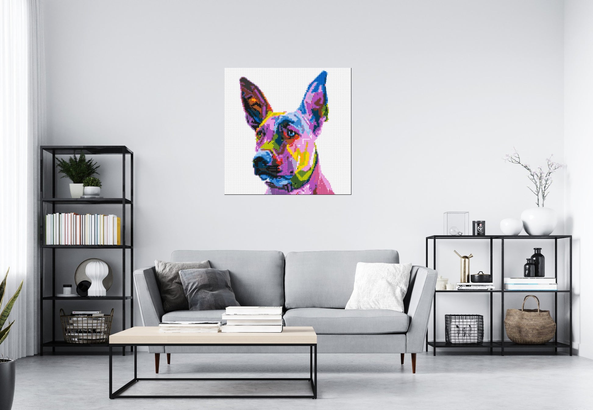 Belgian Malinois Colourful Pop Art - Brick Art Mosaic Kit 5x5 scene