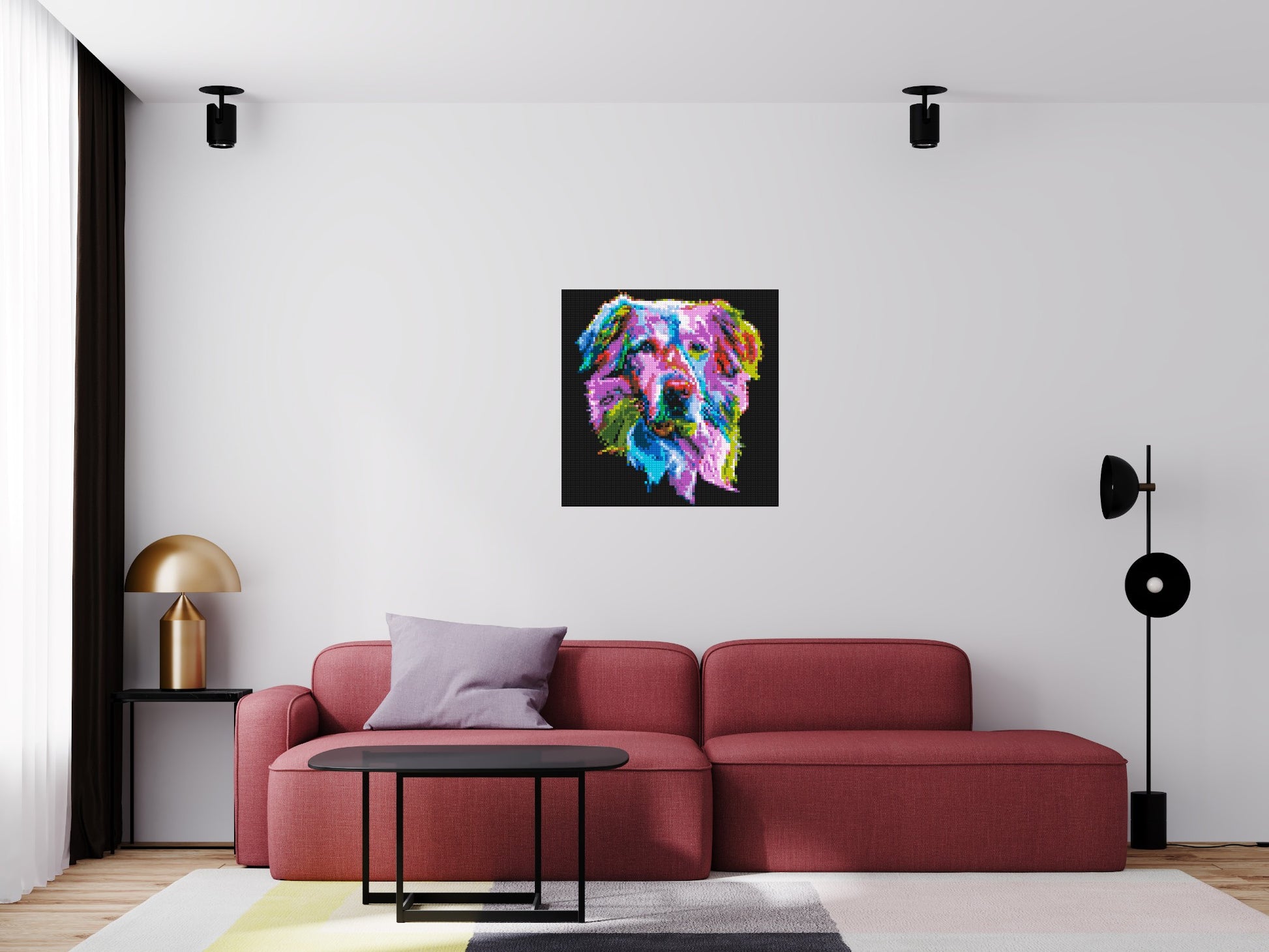 Golden Retriever Colourful Pop Art - Brick Art Mosaic Kit 4x4 scene