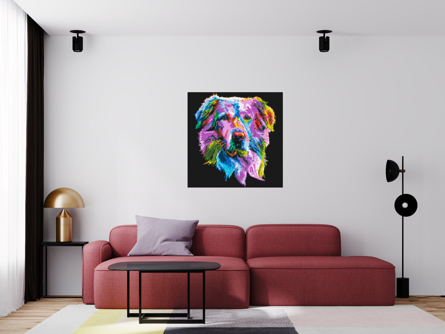 Golden Retriever Colourful Pop Art - Brick Art Mosaic Kit 5x5 large