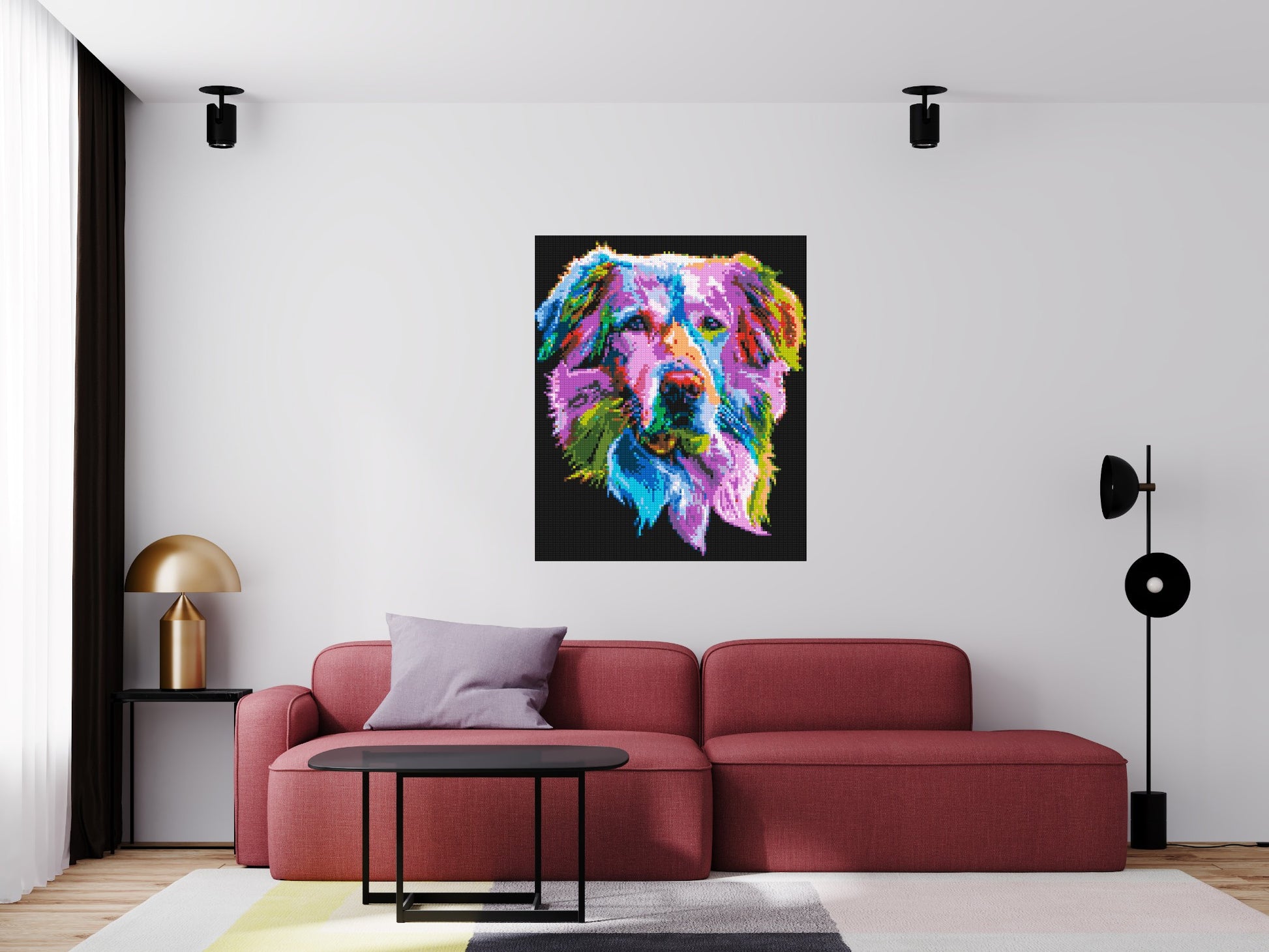 Golden Retriever Colourful Pop Art - Brick Art Mosaic Kit 5x6 scene