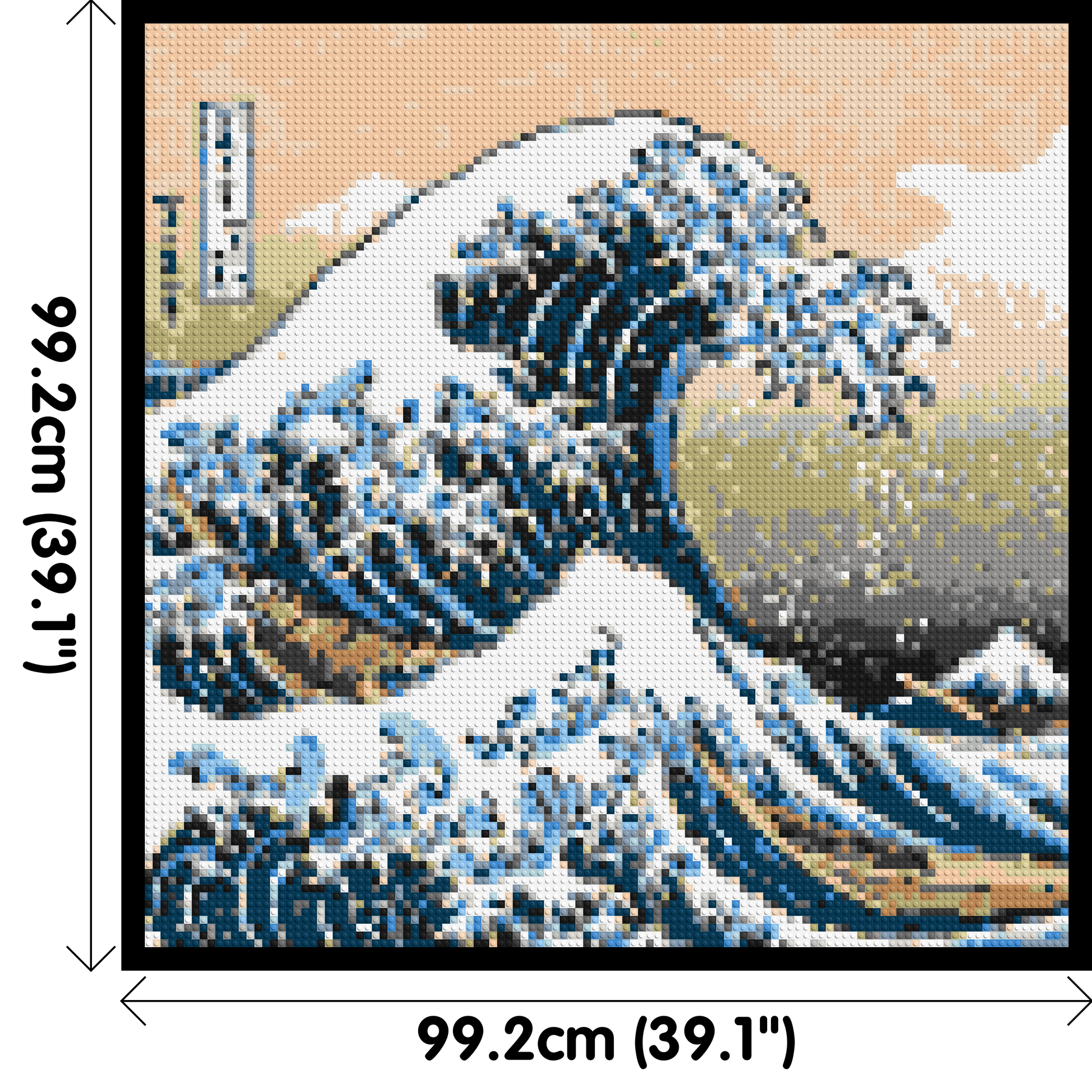 The Great Wave Off Kanagawa by Katsushika Hokusai  - Brick Art Mosaic Kit 5x5 dimensions with frame