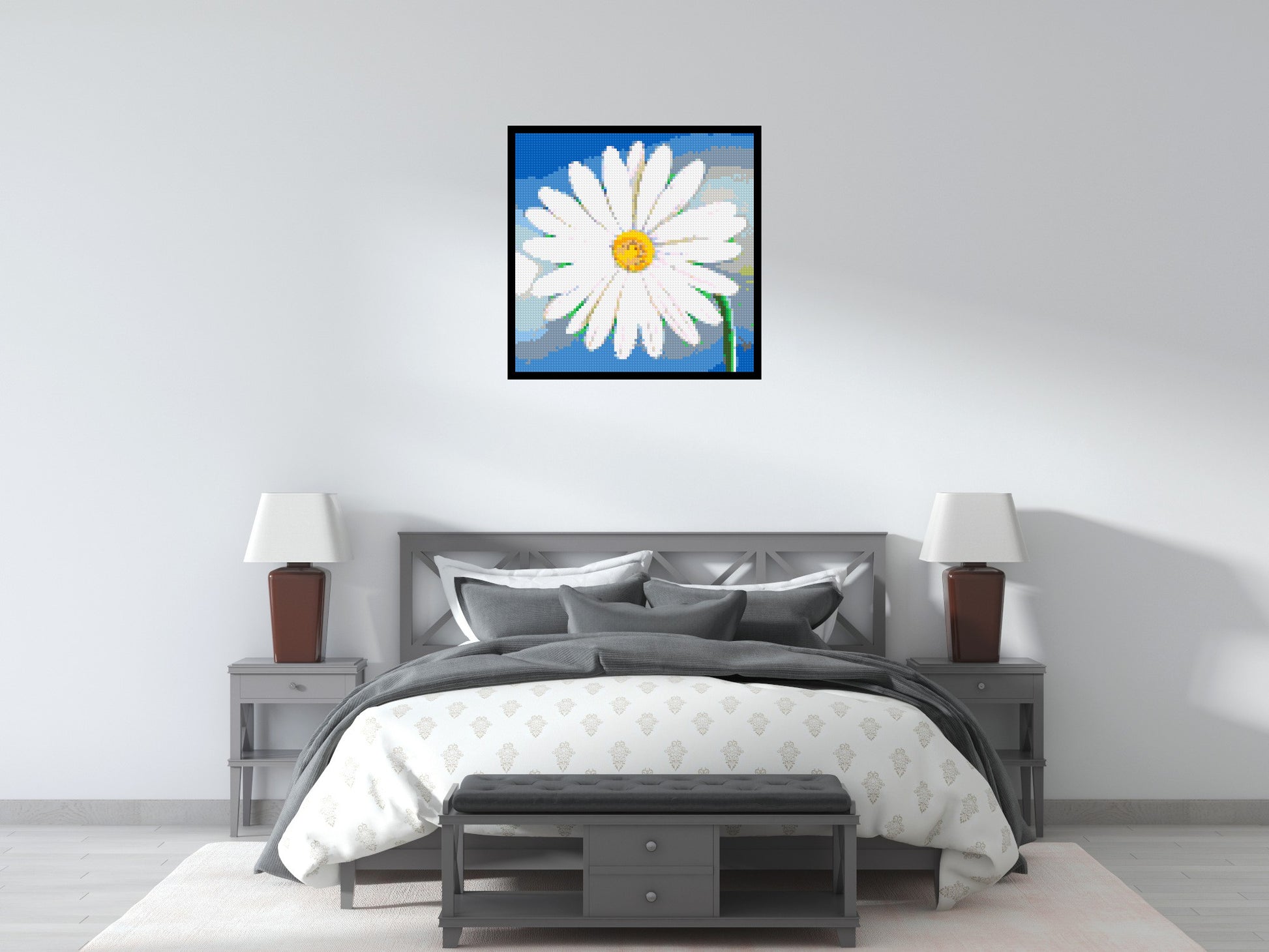 Margherite - Brick Art Mosaic Kit 4x4 scene with frame