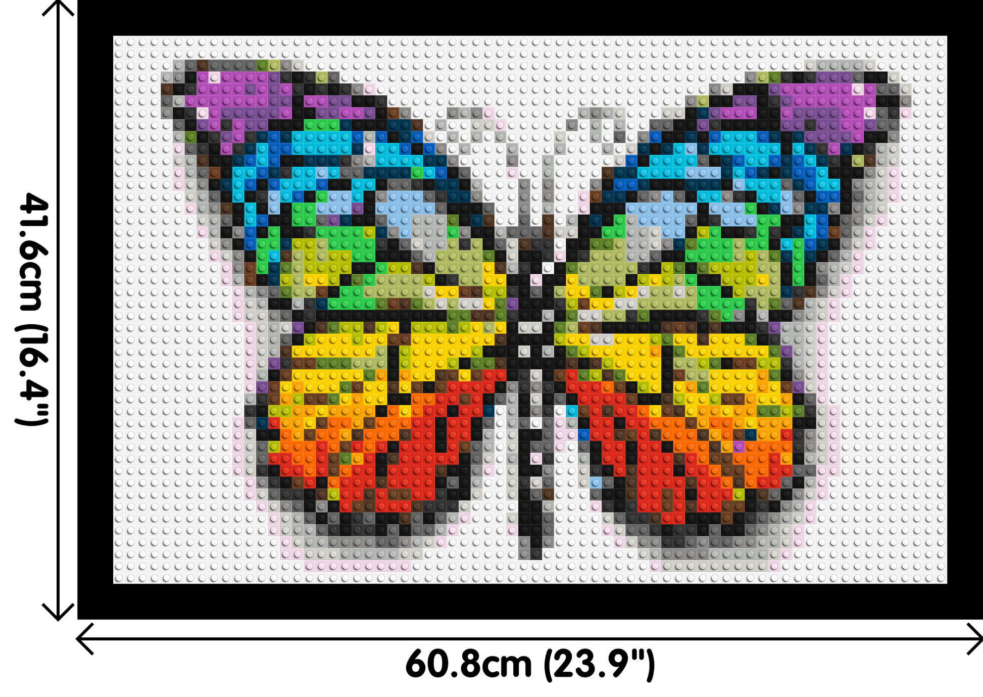 Butterfly Colourful Pop Art  - Brick Art Mosaic Kit 3x2 dimensions with frame