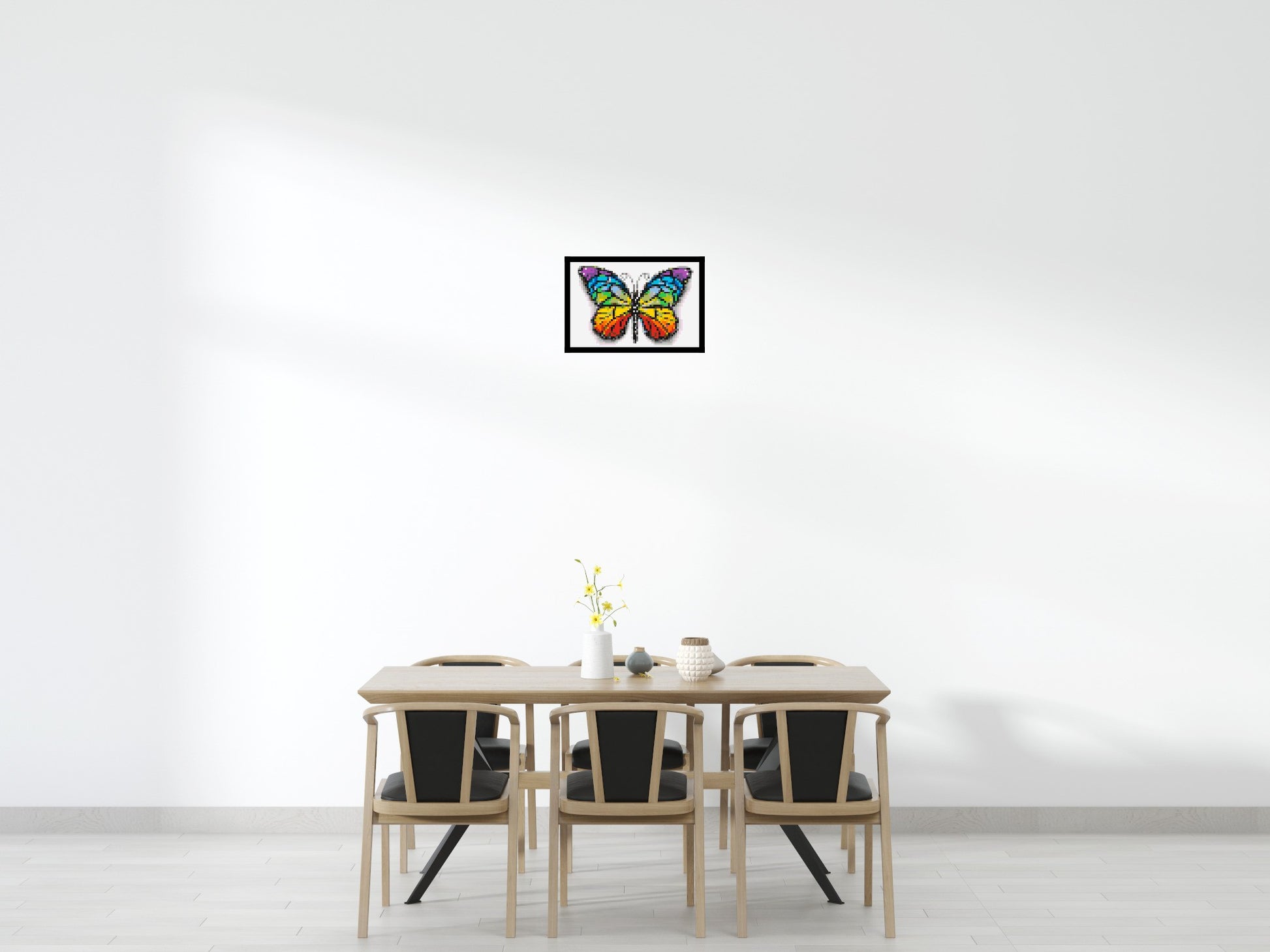 Butterfly Colourful Pop Art  - Brick Art Mosaic Kit 3x2 scene with frame