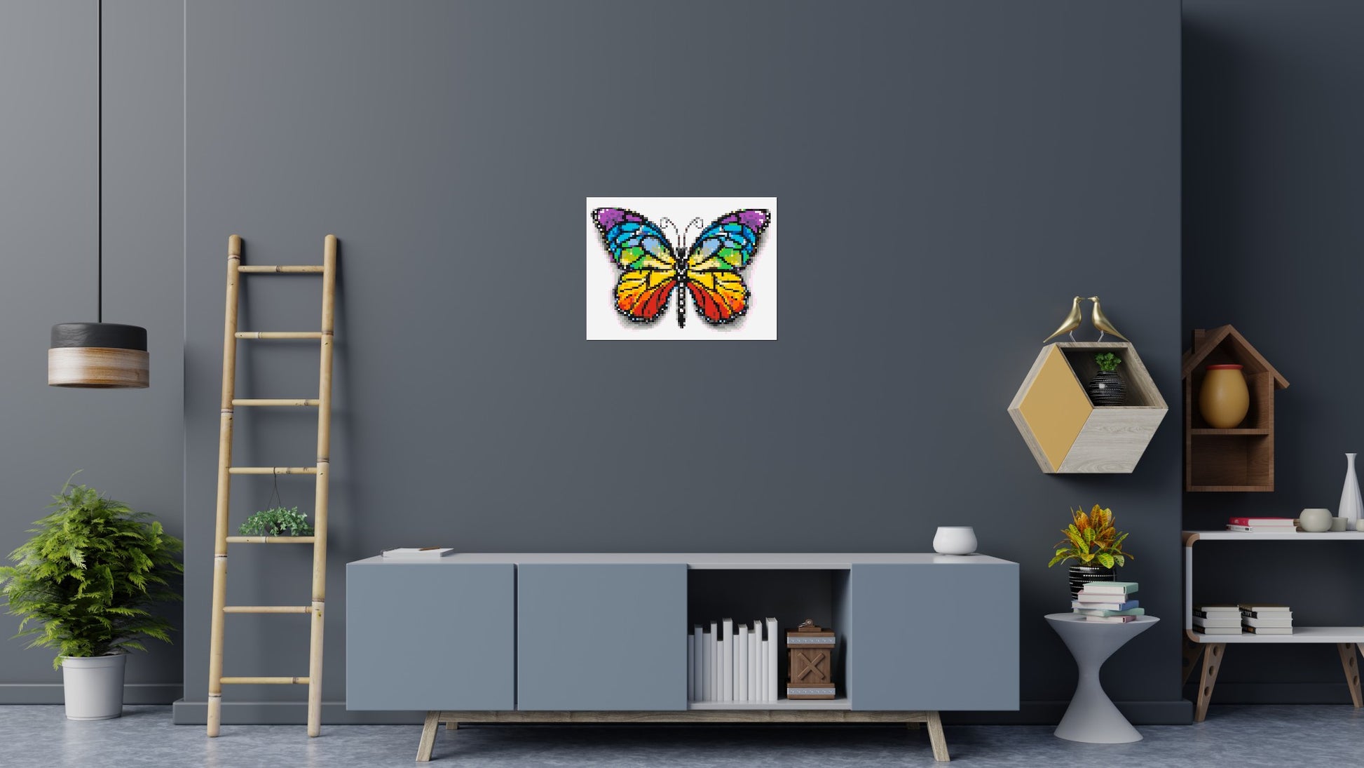 Butterfly Colourful Pop Art  - Brick Art Mosaic Kit 4x3 scene