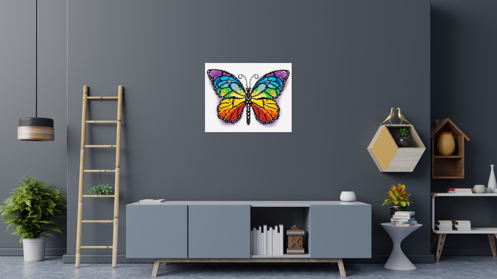 Butterfly Colourful Pop Art  - Brick Art Mosaic Kit 5x4 scene