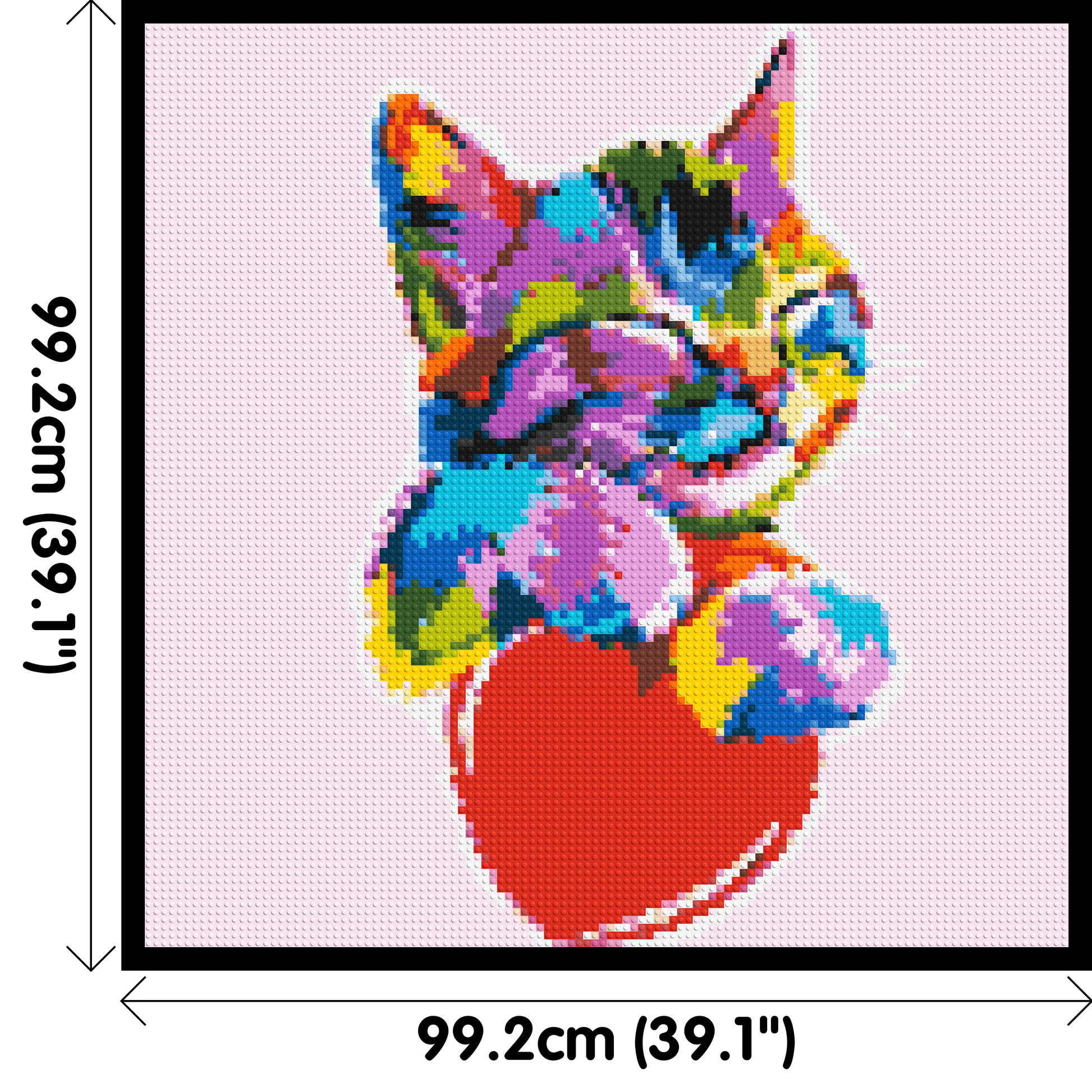 Cat with a Heart Colourful Pop Art - Brick Art Mosaic Kit 5x5 dimensions with frame