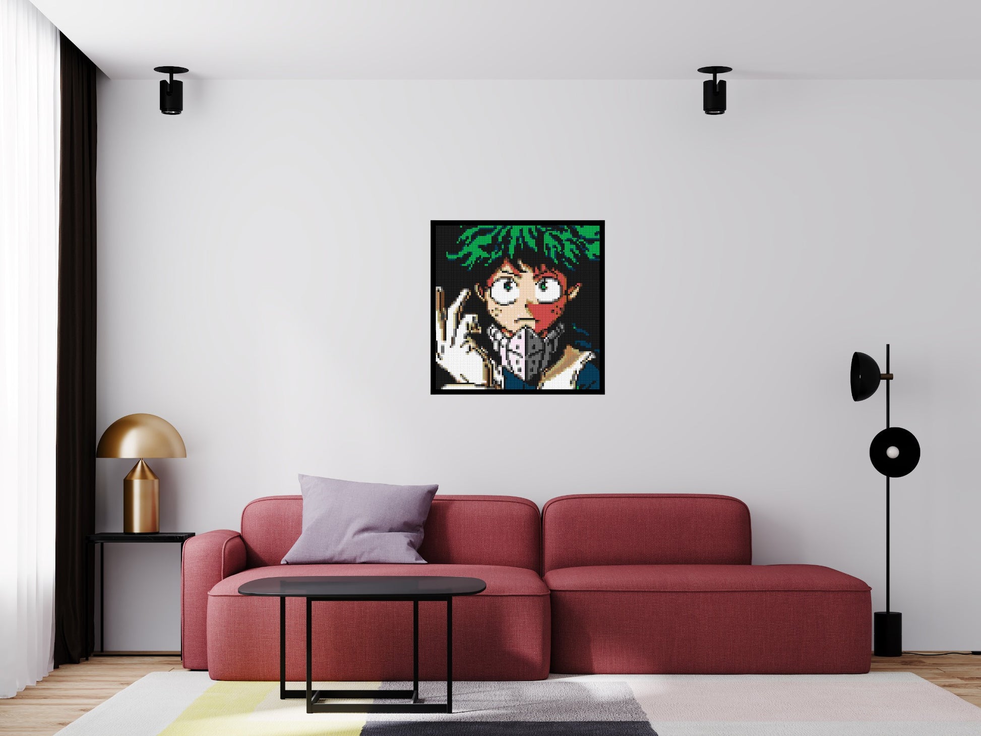 Izuku Midoriya Pixel Art - Brick Art Mosaic Kit 4x4 scene with frame