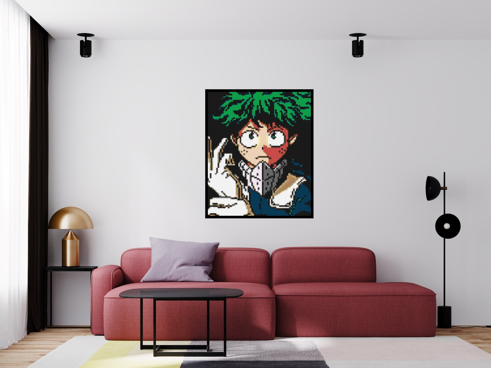 Izuku Midoriya Pixel Art - Brick Art Mosaic Kit 5x6 scene with frame