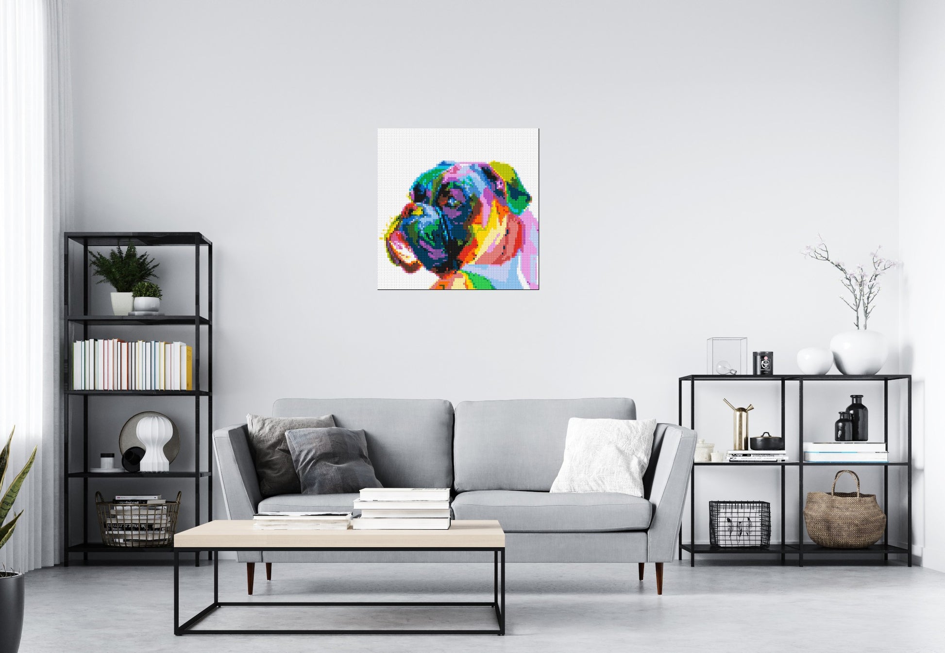 Boxer Colourful Pop Art - Brick Art Mosaic Kit 4x4 scene