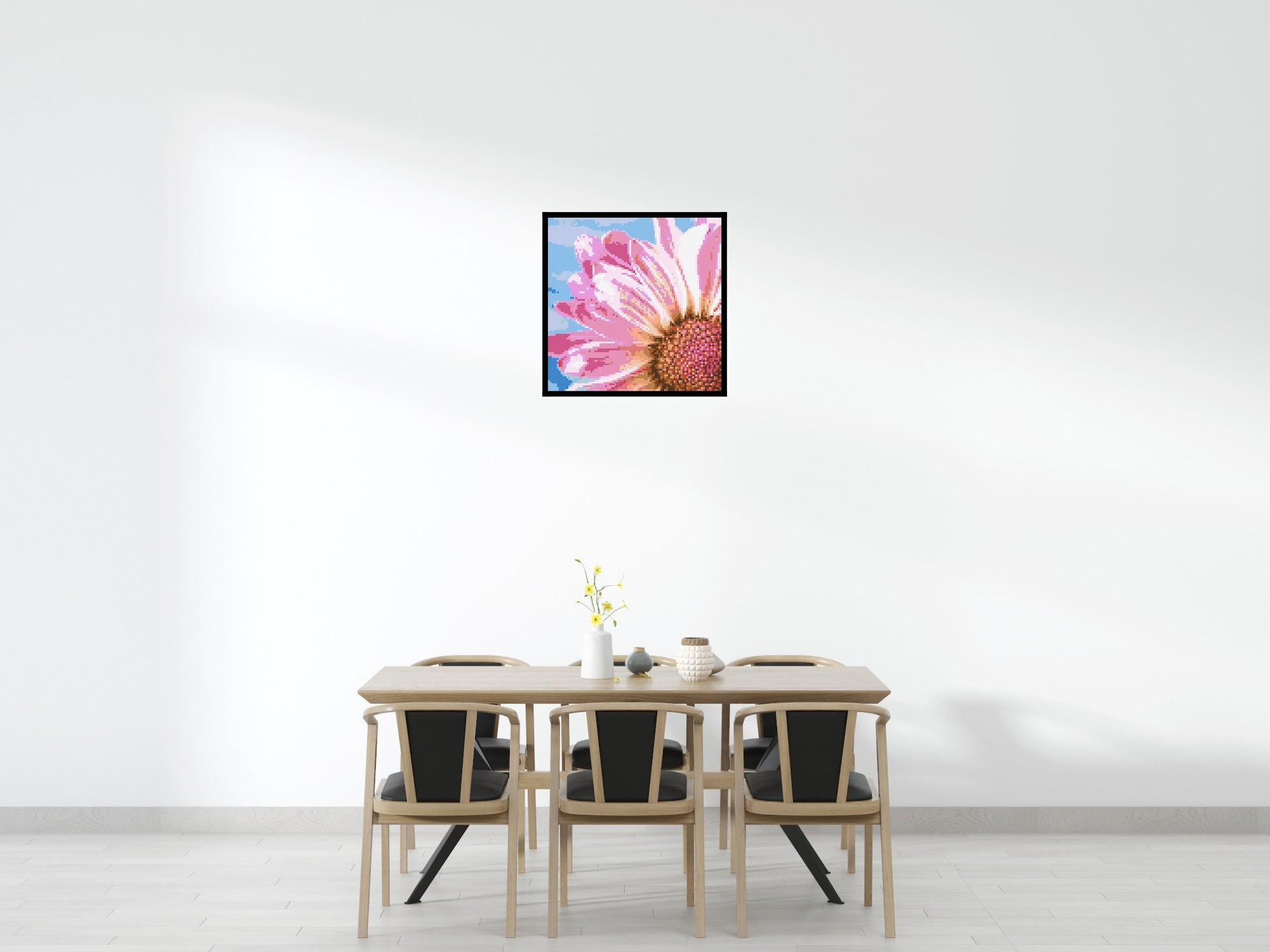 Pink Daisy - Brick Art Mosaic Kit 4x4 scene with frame