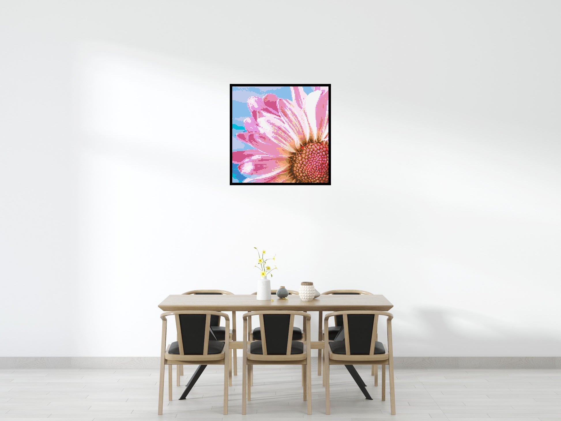 Pink Daisy - Brick Art Mosaic Kit 5x5 scene with frame