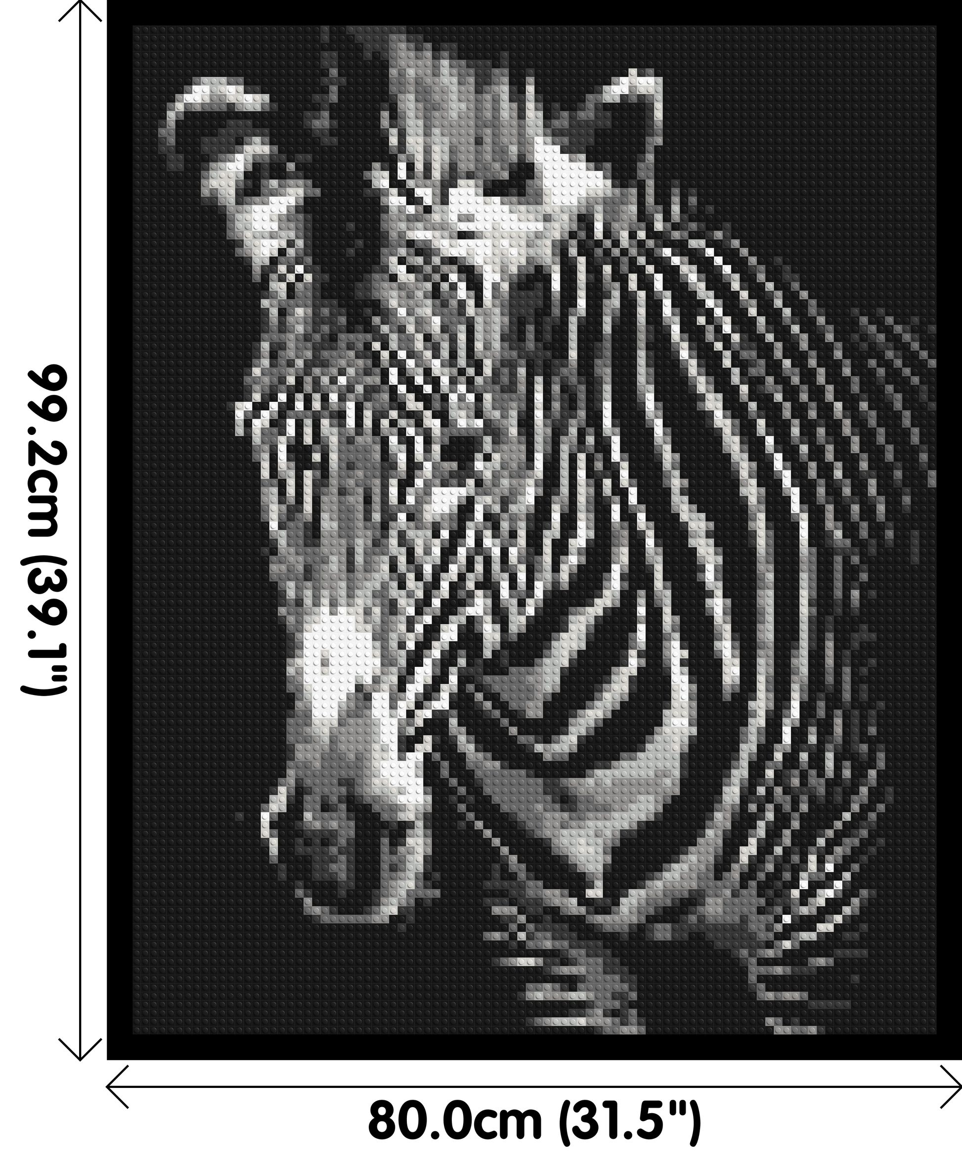 Black & White Zebra - Brick Art Mosaic Kit 4x5 dimensions with frame