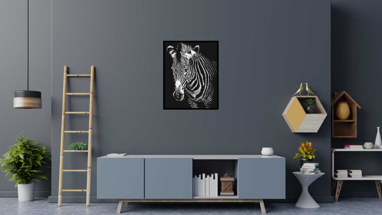 Black & White Zebra - Brick Art Mosaic Kit 4x5 large