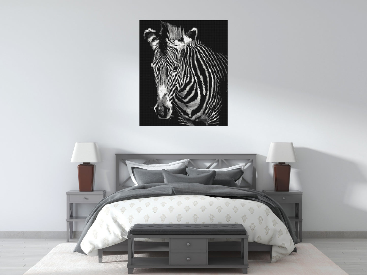 Black & White Zebra - Brick Art Mosaic Kit 5x6 large