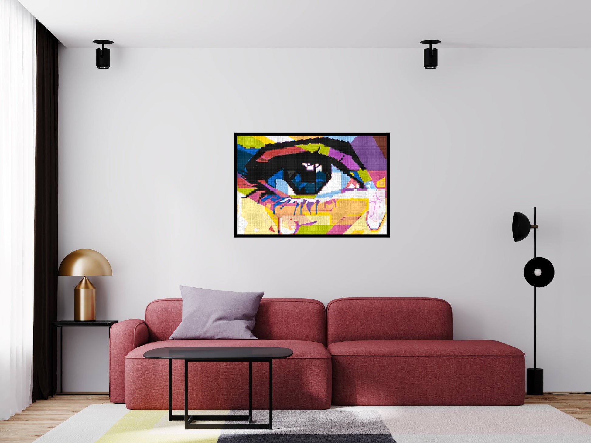 Crying Eye - Brick Art Mosaic Kit 6x4 scene with frame