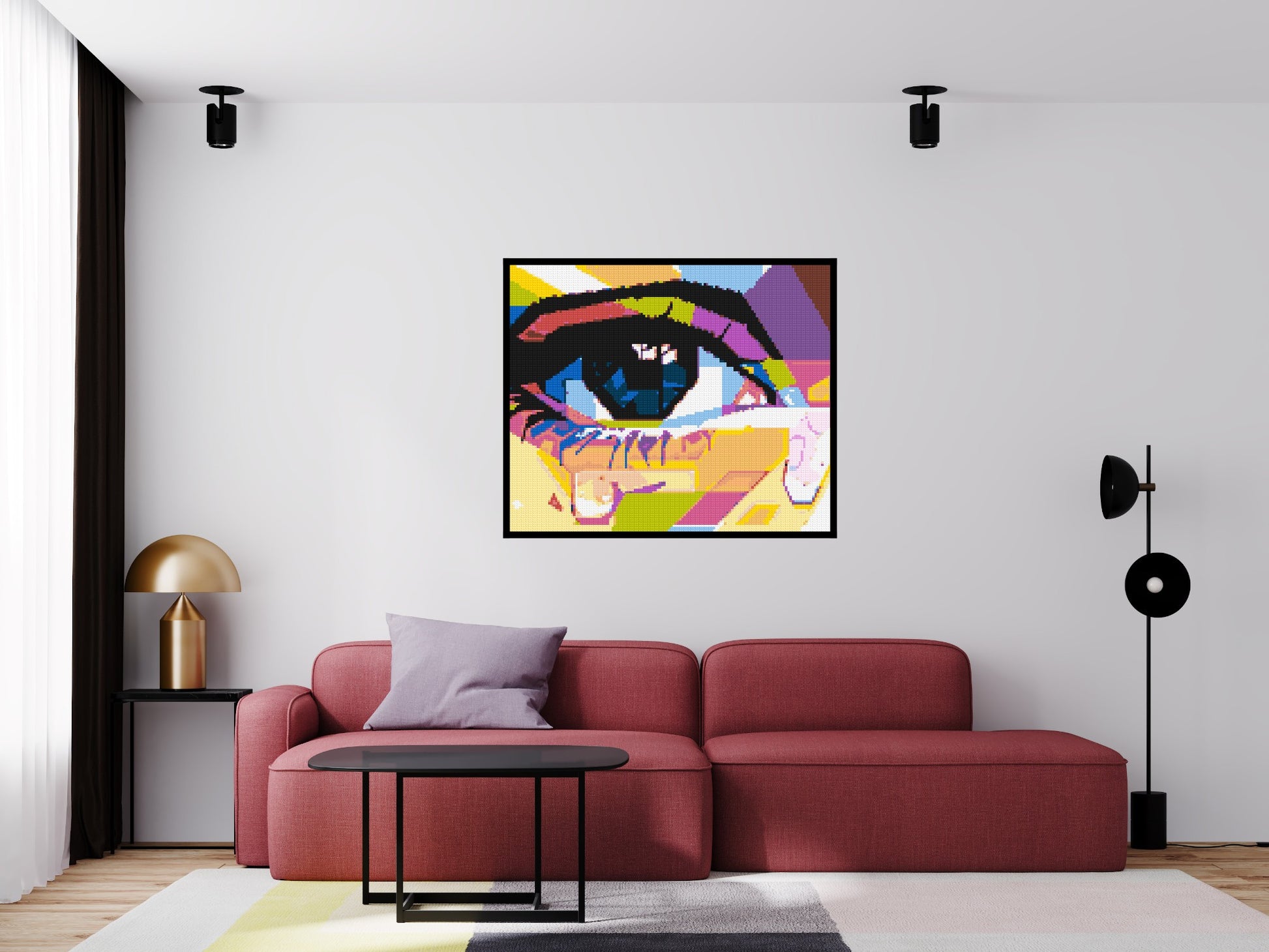 Crying Eye - Brick Art Mosaic Kit 6x5 scene with frame