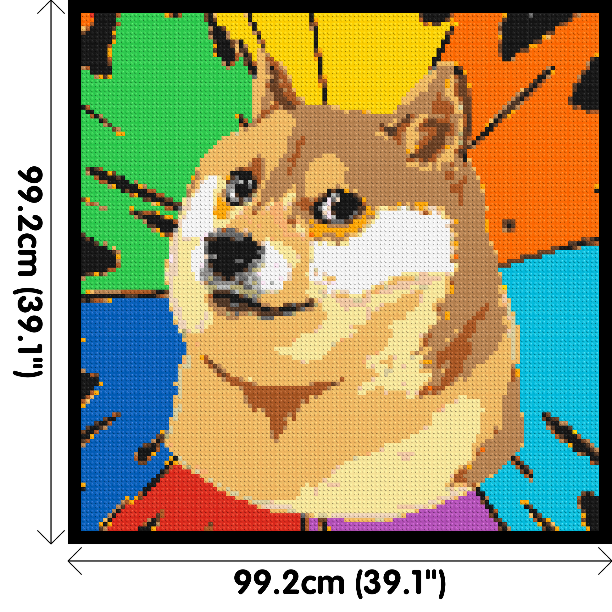 Colourful Doge Meme - Brick Art Mosaic Kit 5x5 dimensions with frame