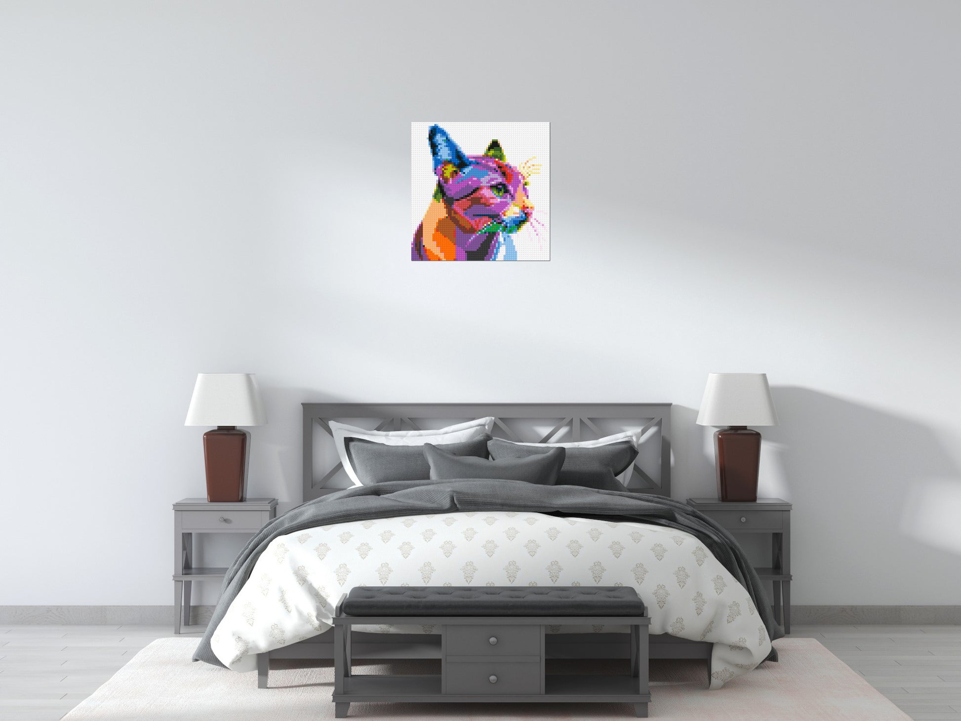 Cat #1 Colourful Pop Art - Brick Art Mosaic Kit 3x3 scene