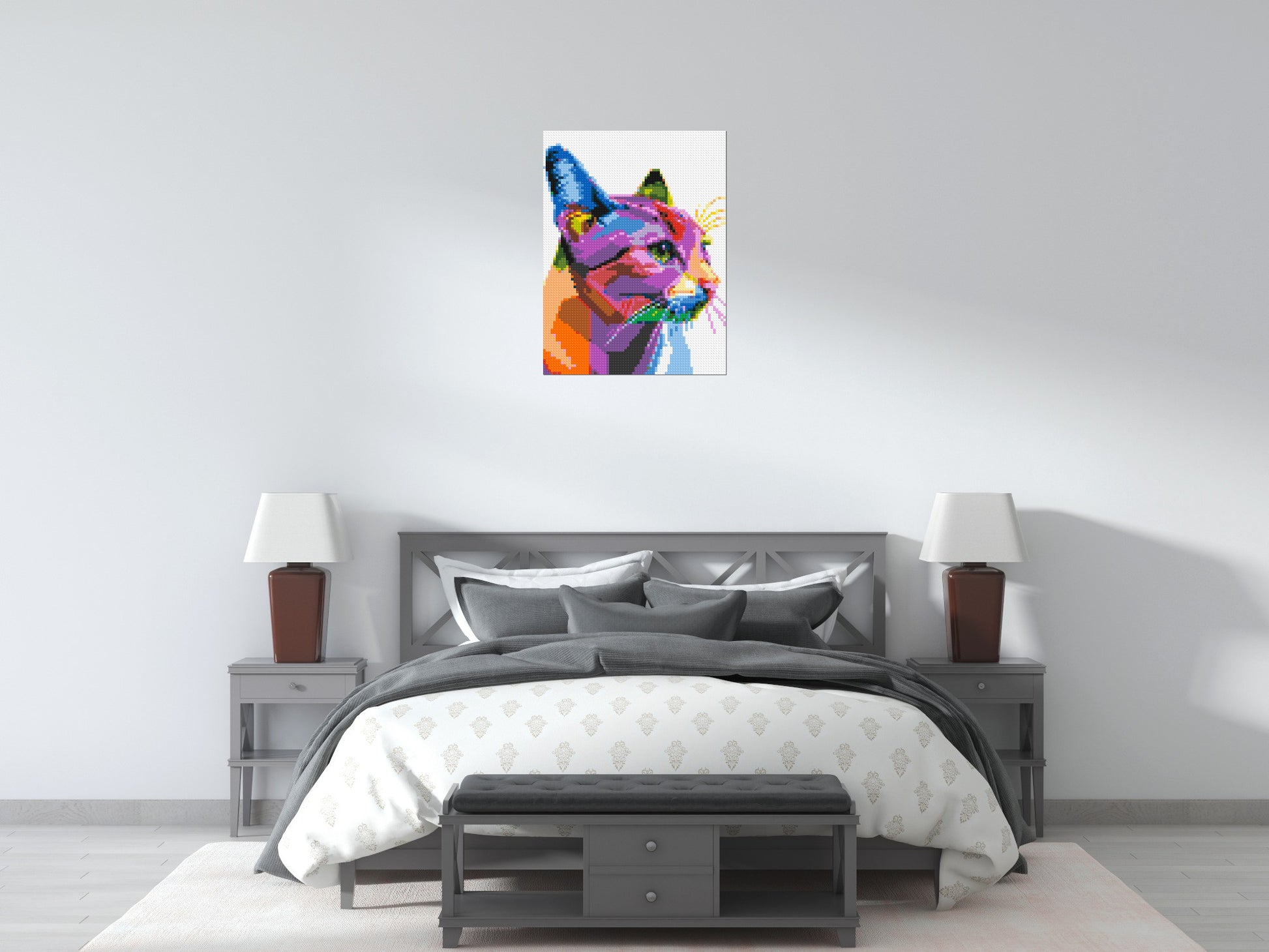 Cat #1 Colourful Pop Art - Brick Art Mosaic Kit 3x4 scene