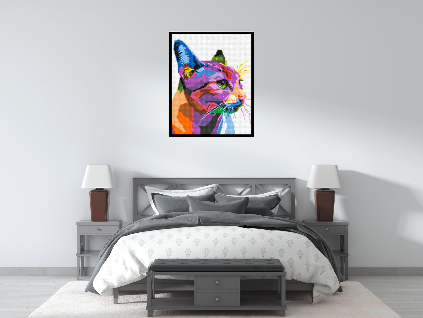 Cat #1 Colourful Pop Art - Brick Art Mosaic Kit 4x5 large