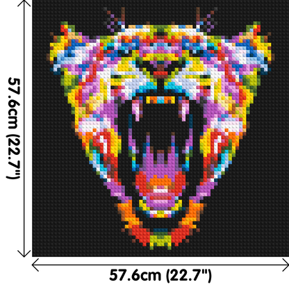 Roaring Tiger Colourful Pop Art - Brick Art Mosaic Kit 3x3 large