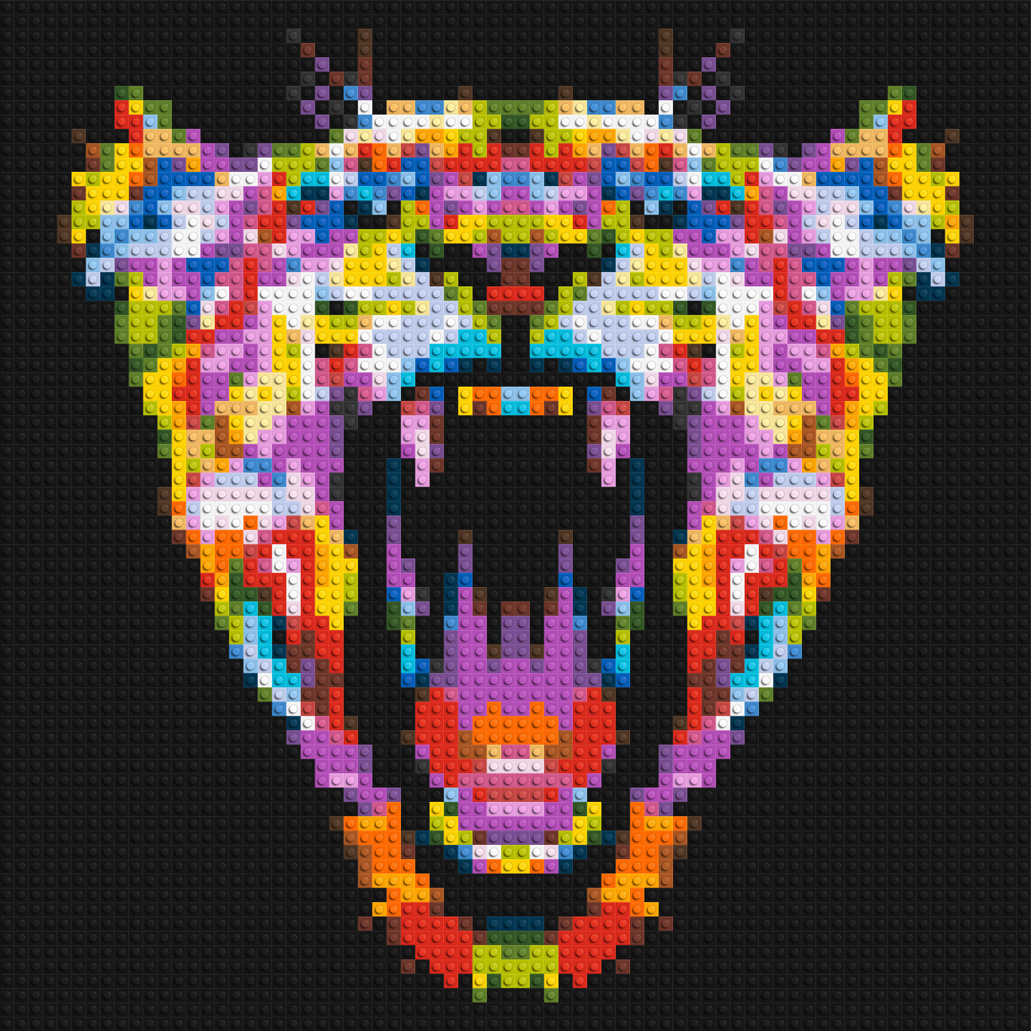 Roaring Tiger Colourful Pop Art - Brick Art Mosaic Kit 3x3 large