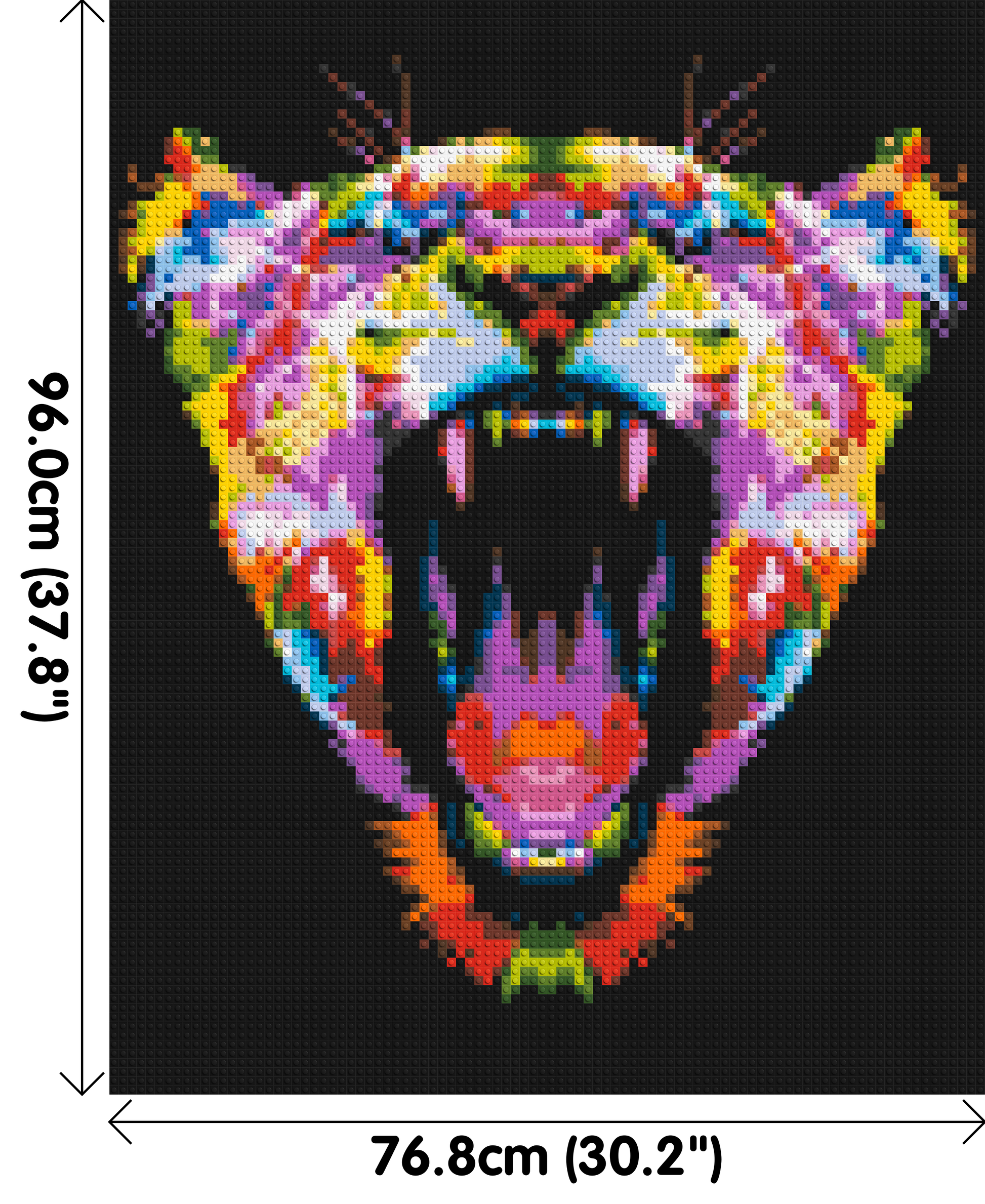 Roaring Tiger Colourful Pop Art - Brick Art Mosaic Kit 4x5 dimensions