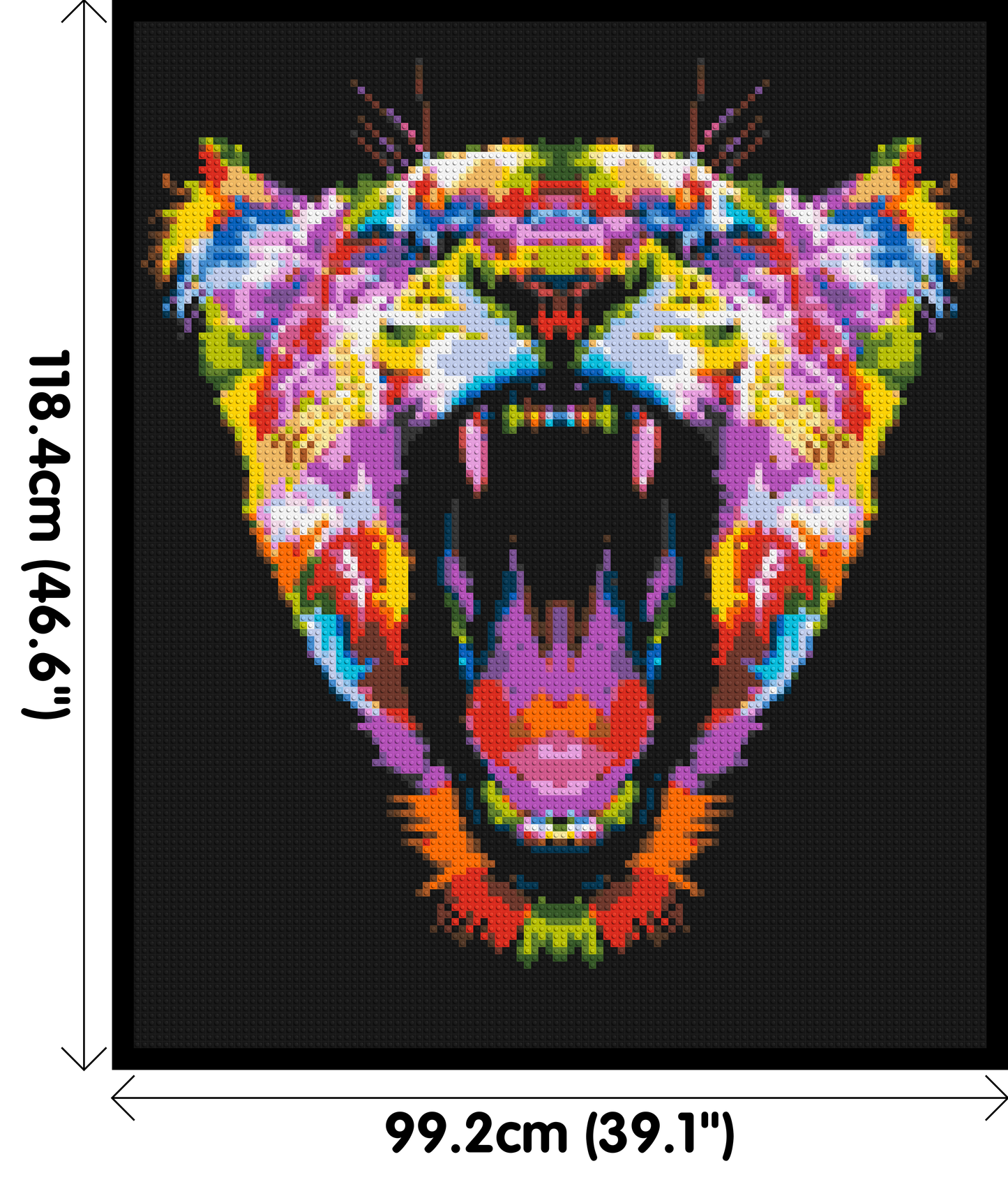 Roaring Tiger Colourful Pop Art - Brick Art Mosaic Kit 5x6 large