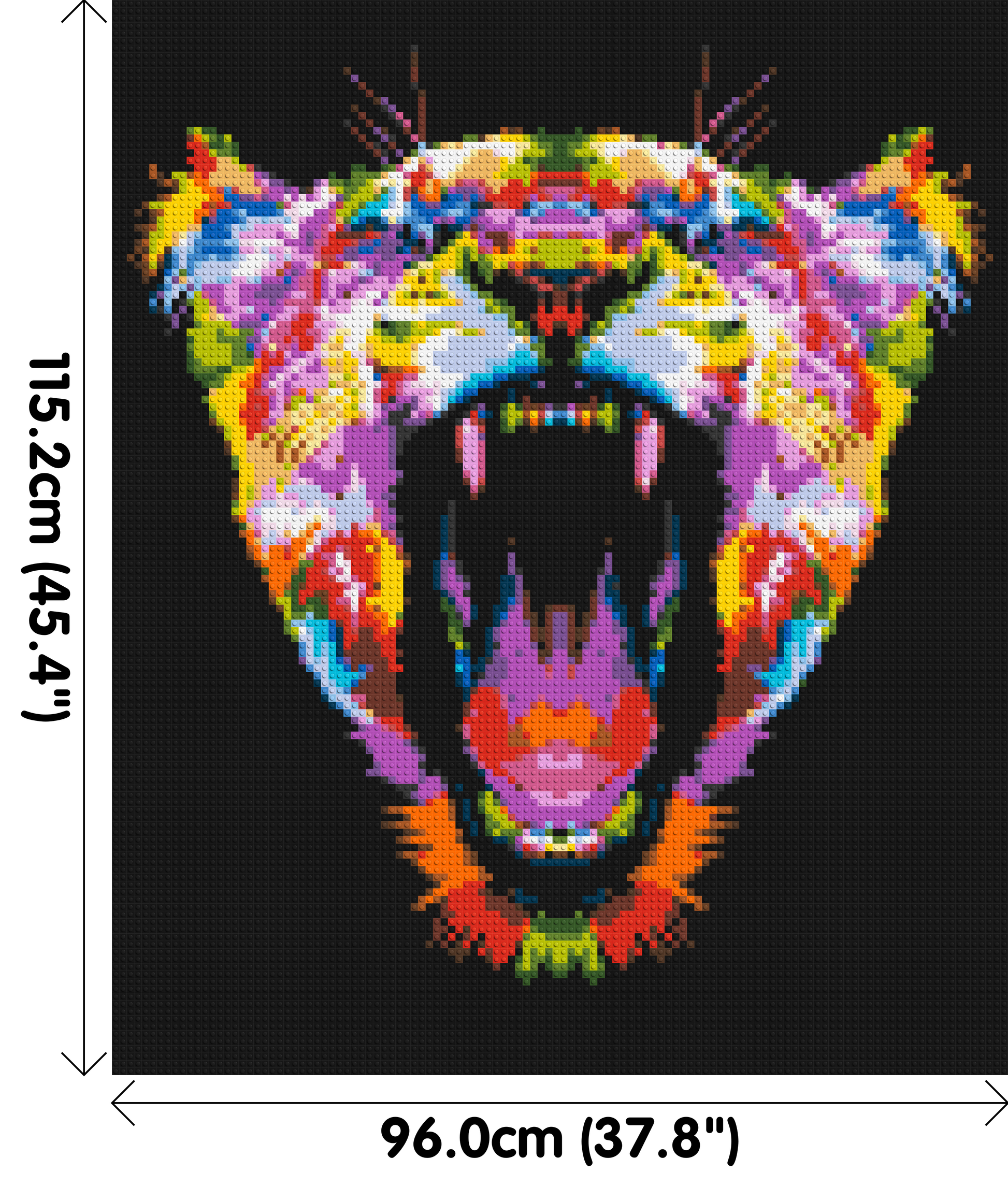 Roaring Tiger Colourful Pop Art - Brick Art Mosaic Kit 5x6 dimensions