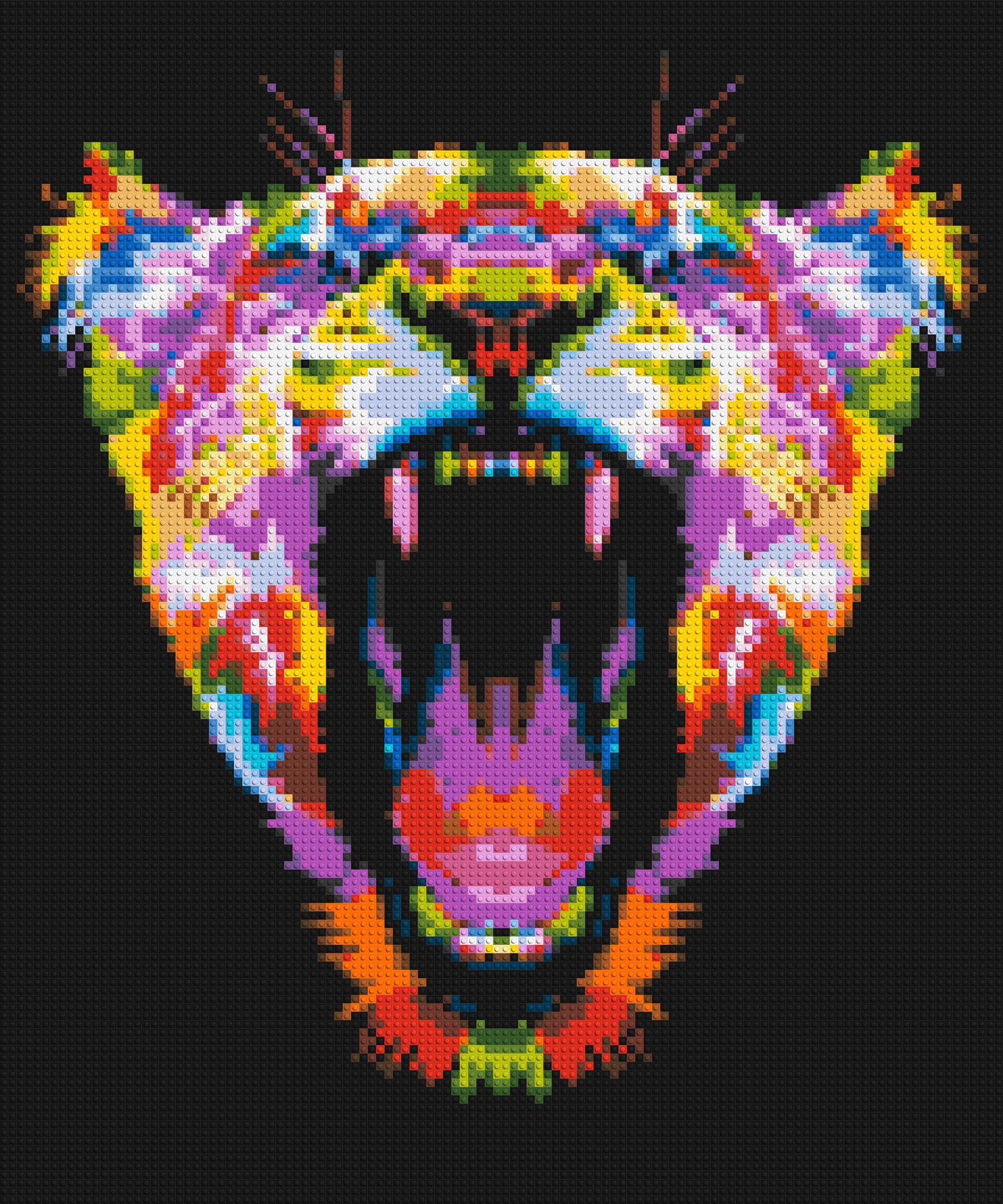 Roaring Tiger Colourful Pop Art - Brick Art Mosaic Kit 5x6 large