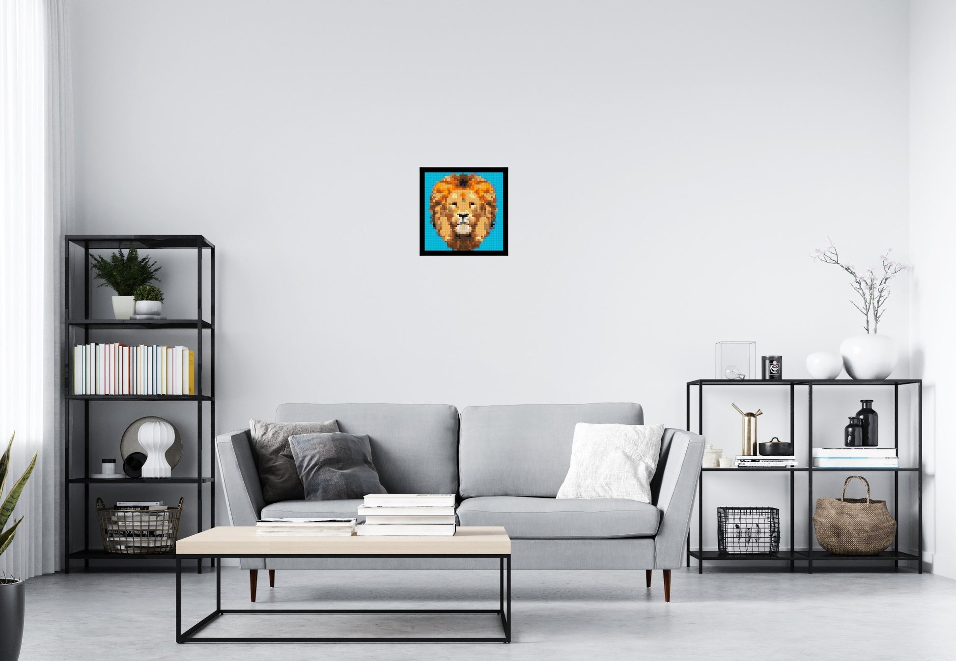 Lion King Pop Art - Brick Art Mosaic Kit 2x2 scene with frame