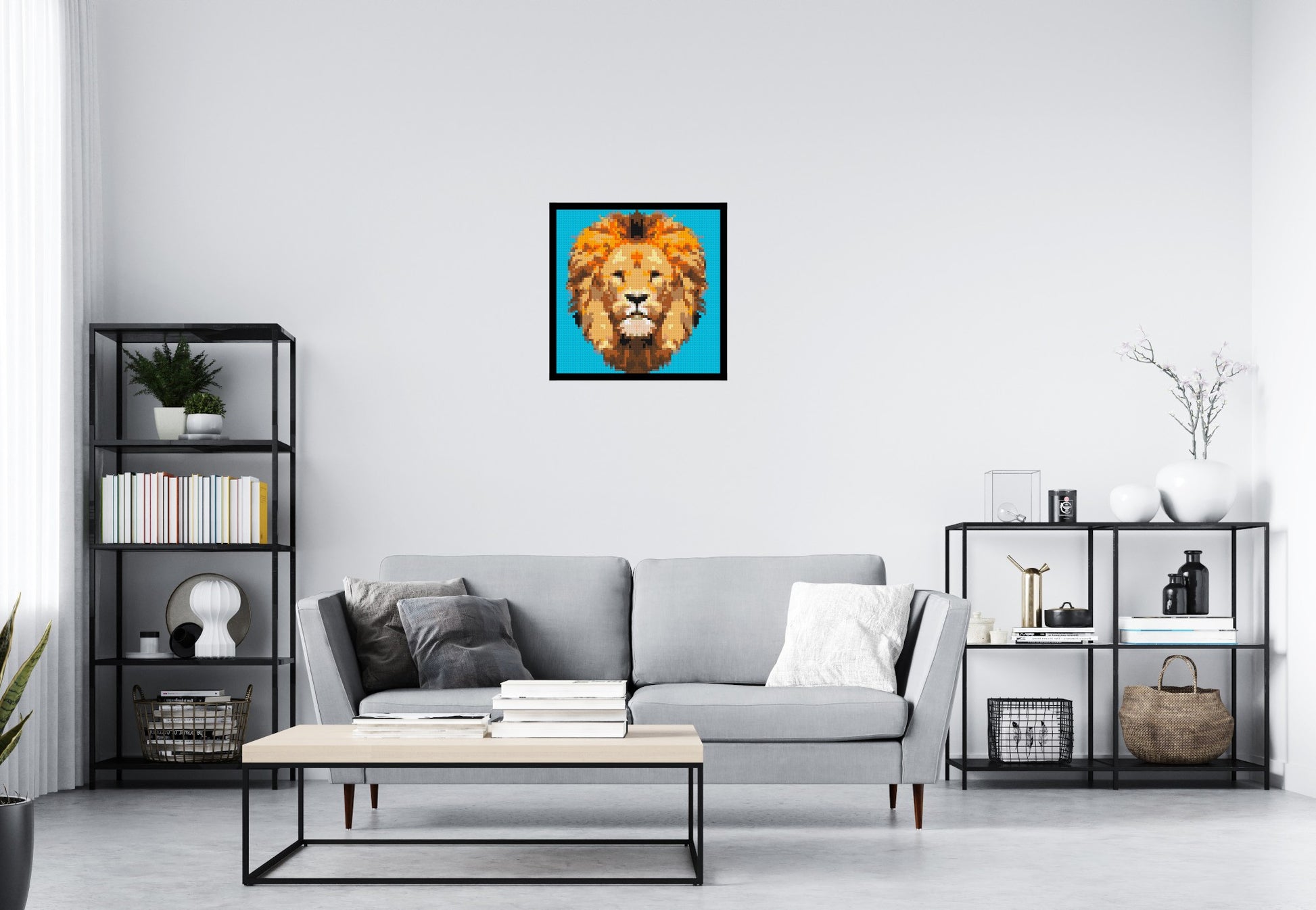 Lion King Pop Art - Brick Art Mosaic Kit 3x3 scene with frame