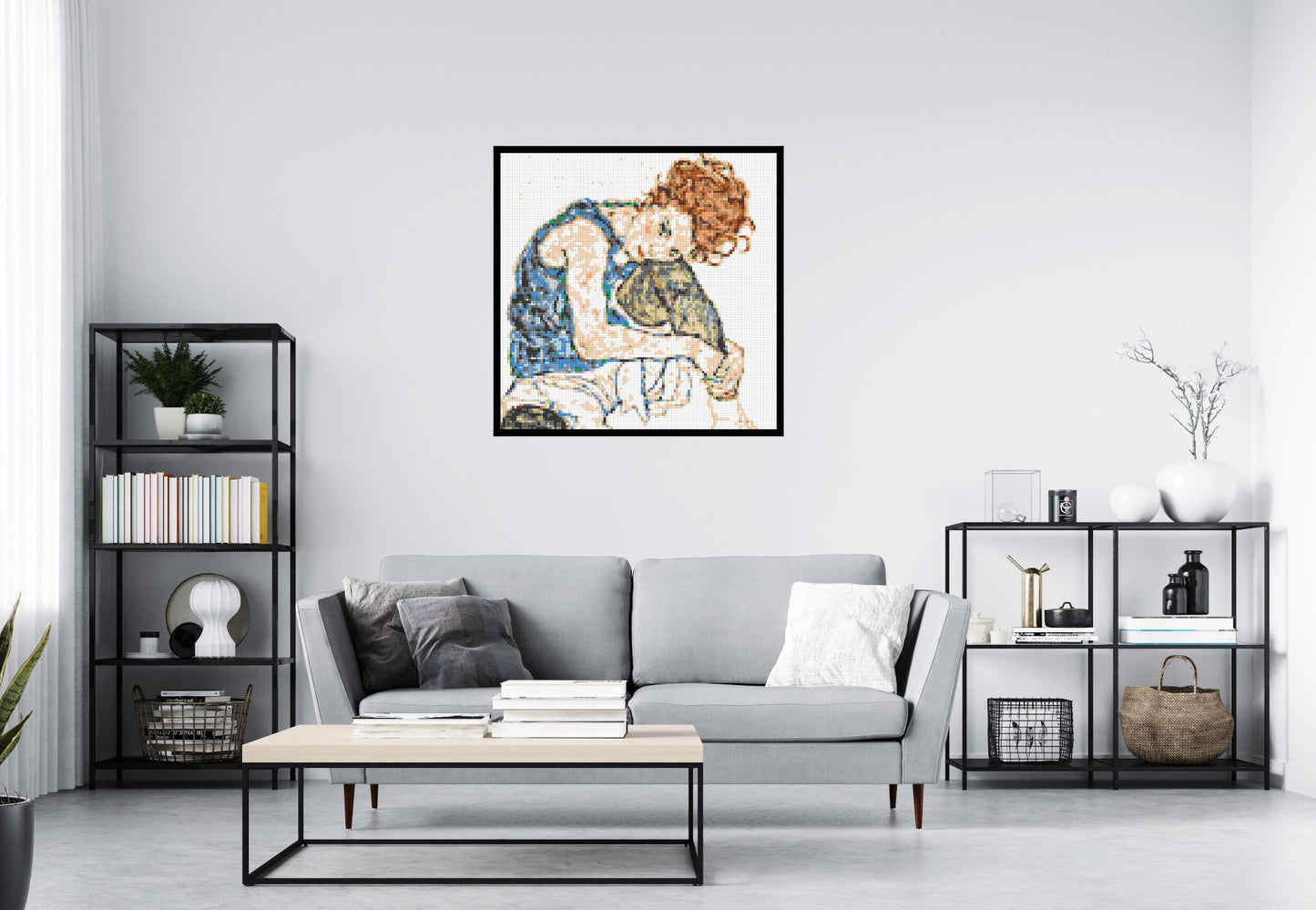 Woman Sitting with Bent Knee by Egon Schiele  - Brick Art Mosaic Kit 5x5 large