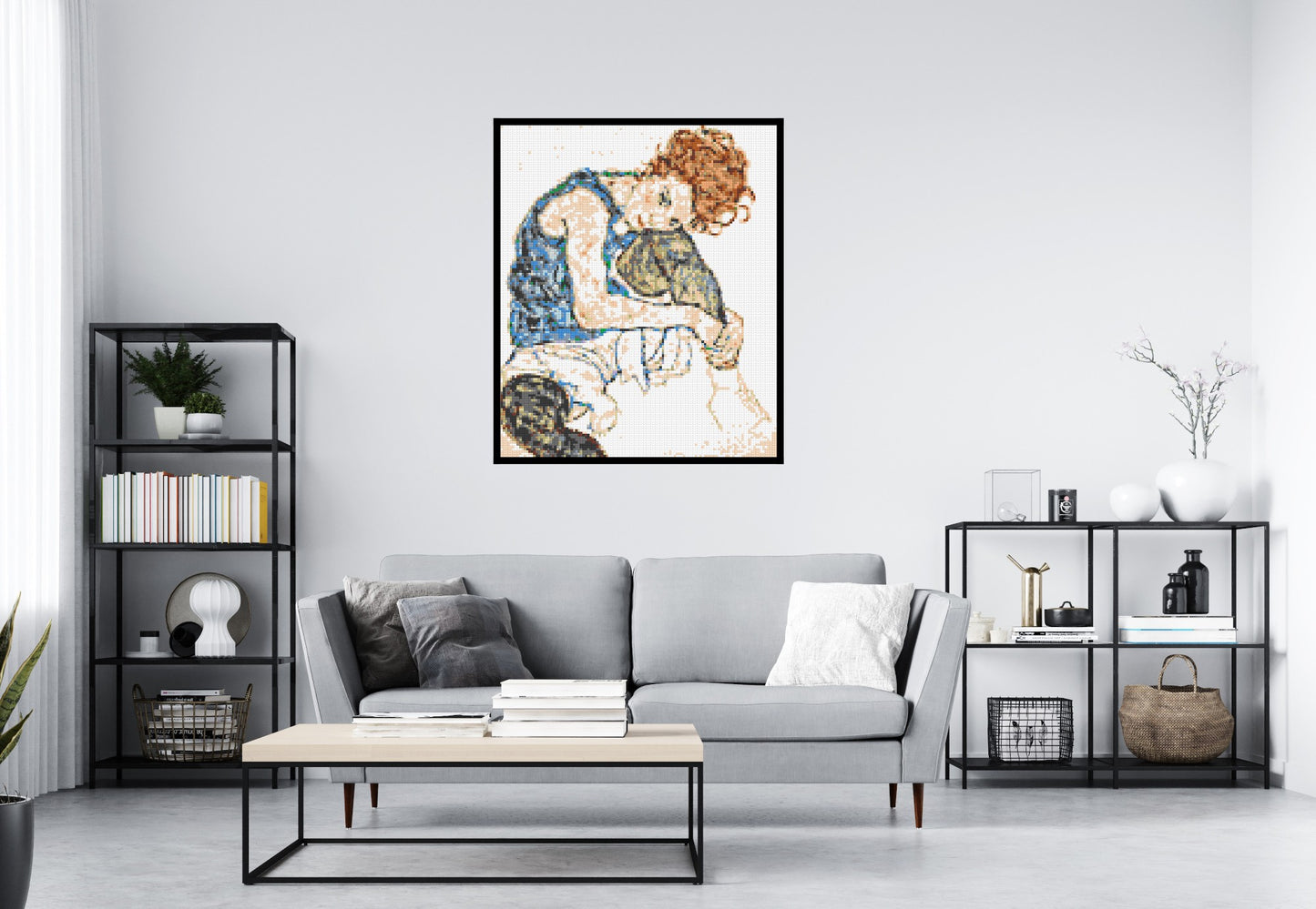 Woman Sitting with Bent Knee by Egon Schiele  - Brick Art Mosaic Kit 5x6 large