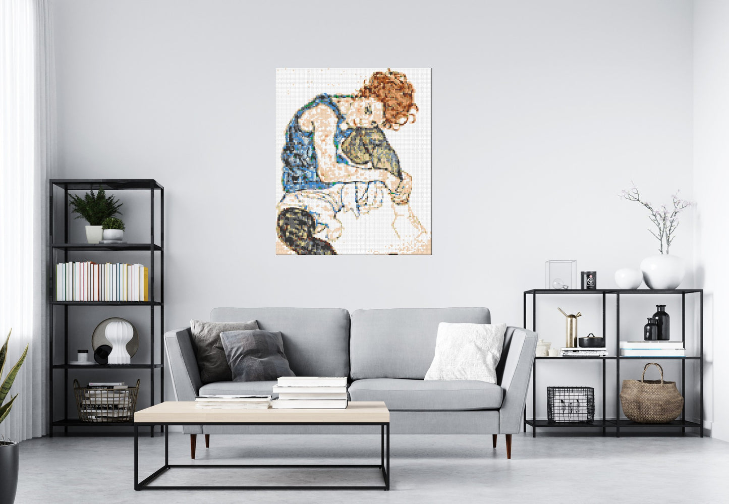 Woman Sitting with Bent Knee by Egon Schiele  - Brick Art Mosaic Kit 5x6 large