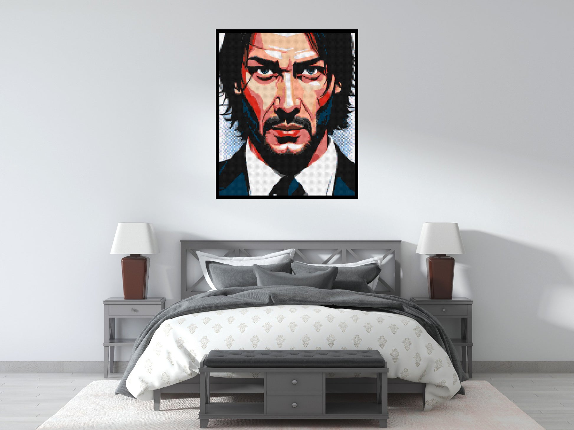 Keanu Reeves as John Wick - Brick Art Mosaic Kit 5x6 scene with frame