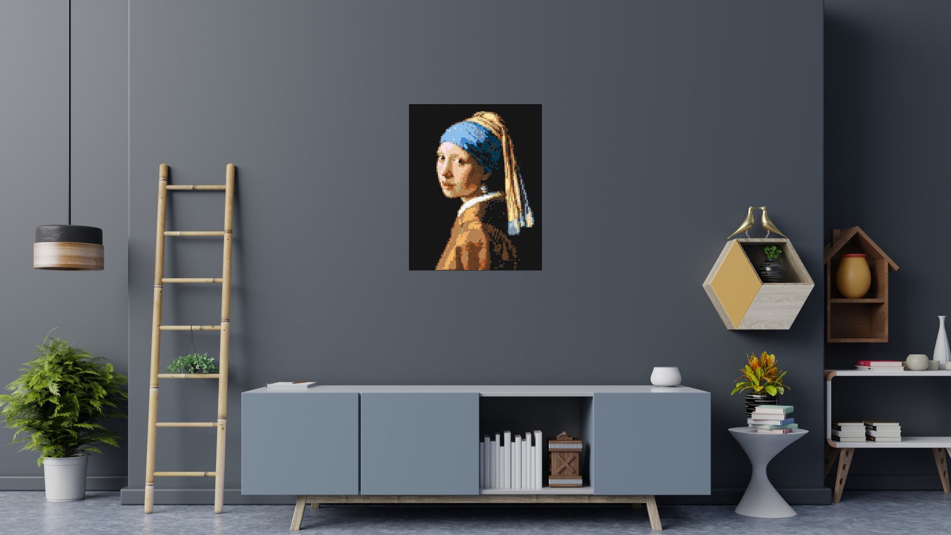 Girl with a Pearl Earring by Johannes Vermeer - Brick Art Mosaic Kit 4x5 scene