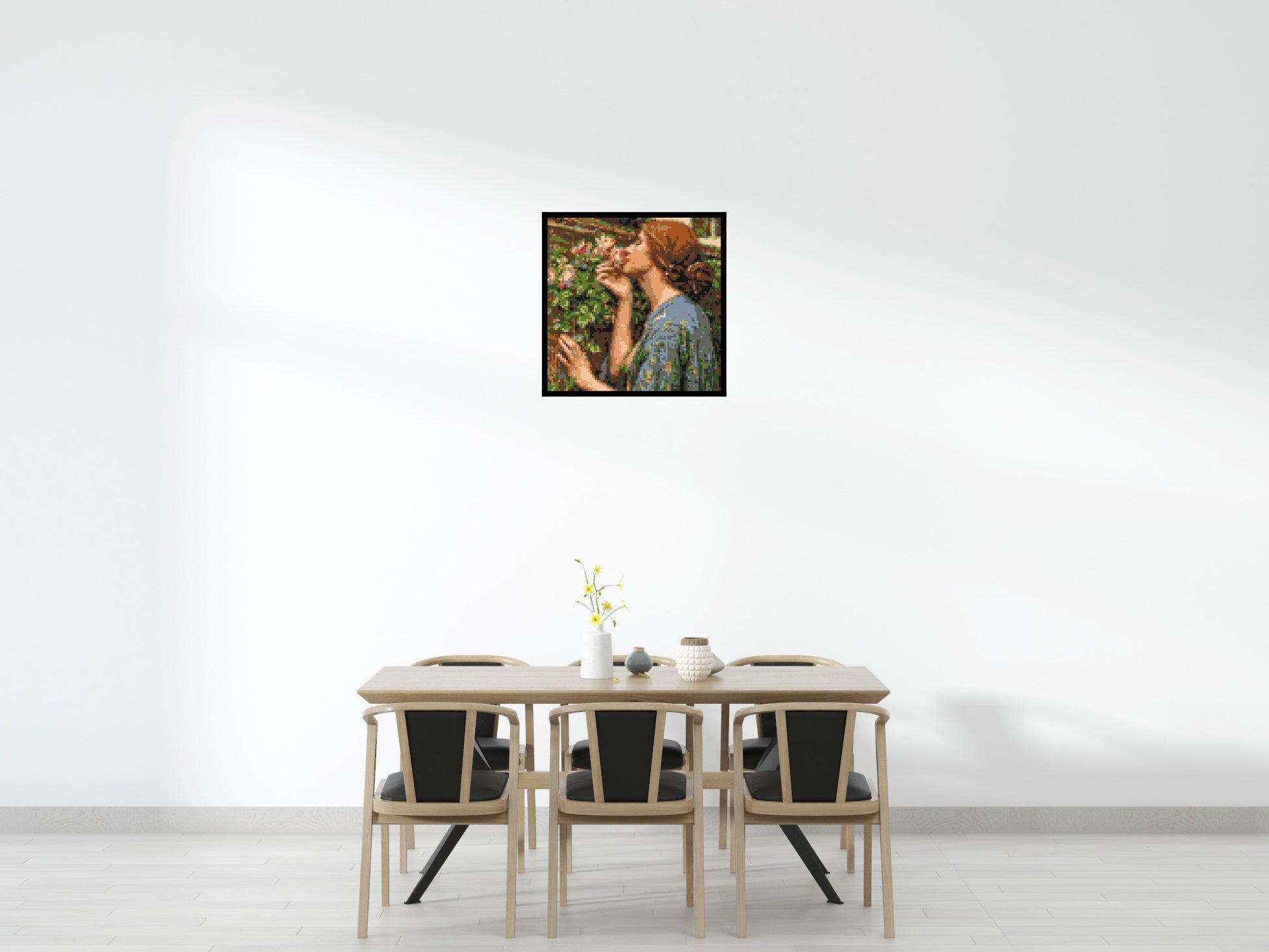 The Soul of The Rose by J. W. Waterhouse - Brick Art Mosaic Kit 4x4 scene with frame