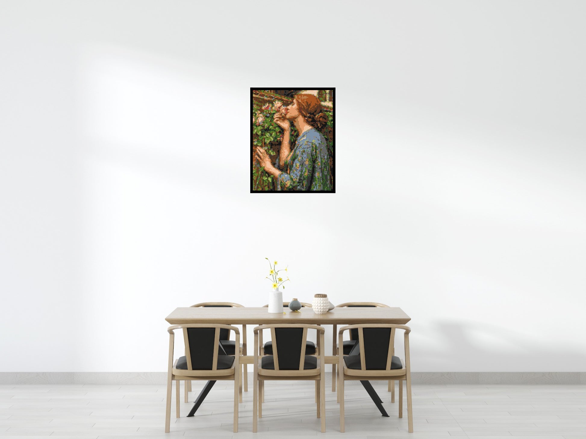 The Soul of The Rose by J. W. Waterhouse - Brick Art Mosaic Kit 4x5 scene with frame